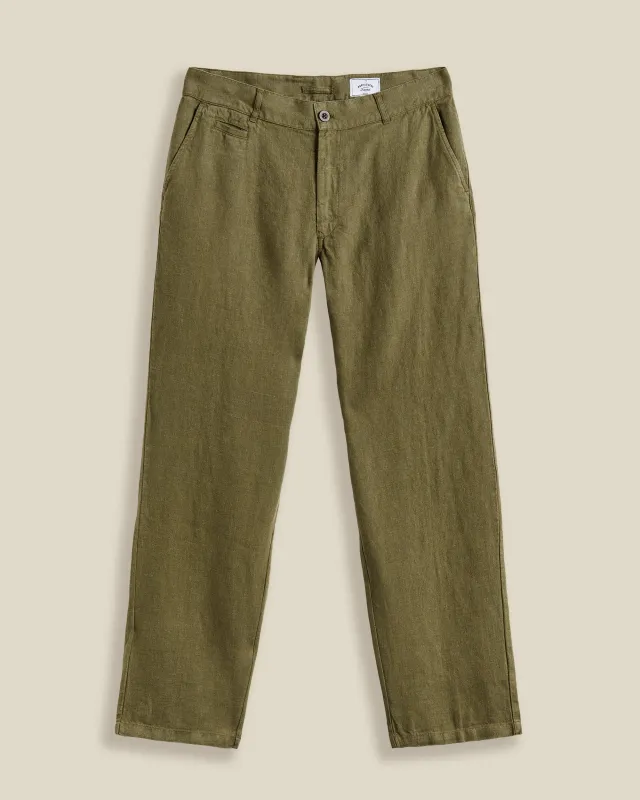 LINEN TROUSERS - OLIVE sold by Portuguese Flannel