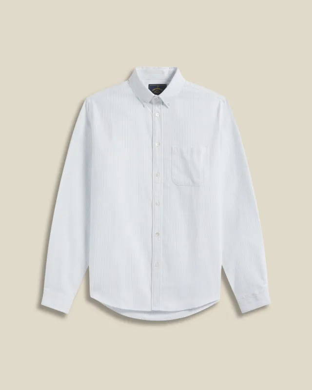 Brushed Oxford Stripe - Light Blue sold by Portuguese Flannel