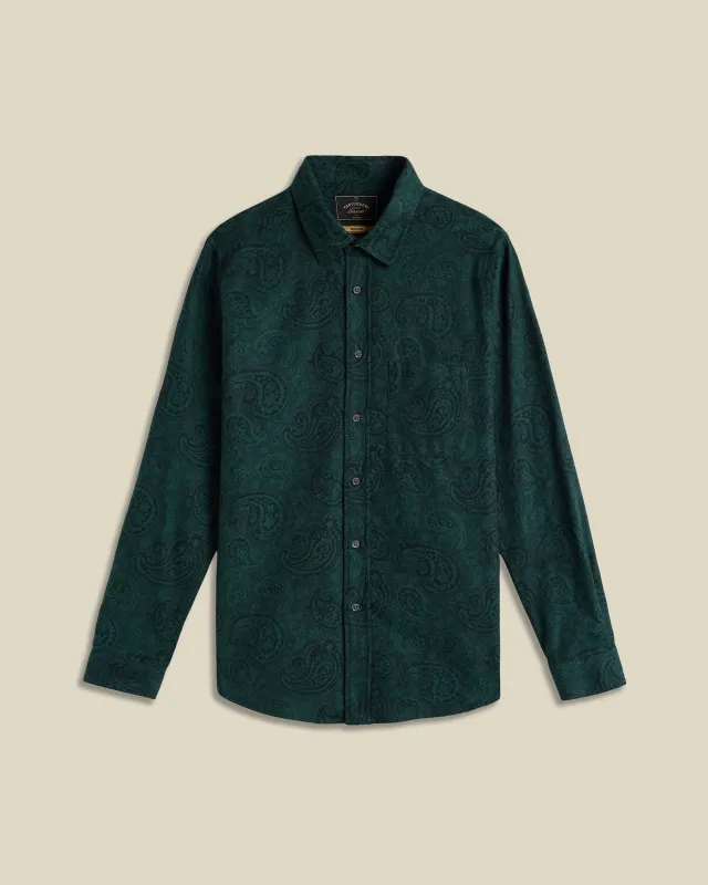 Green Paisley Flannel Jacquard sold by Portuguese Flannel