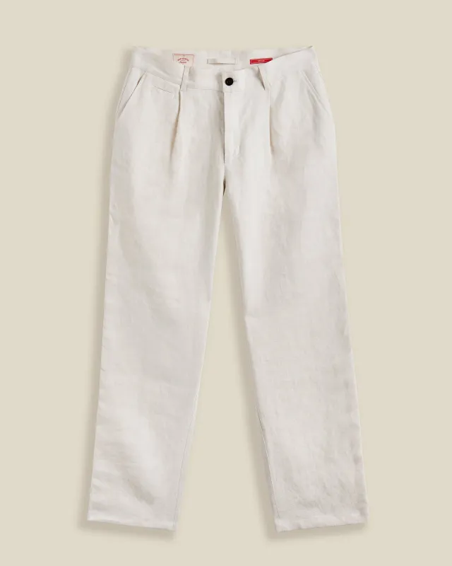 LINEN TROUSERS SINGLE PLEAT - ECRU made by Portuguese Flannel