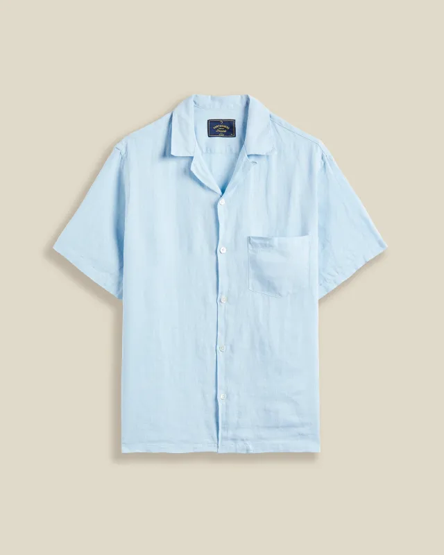 LINEN CAMP COLLAR - SKY made by Portuguese Flannel
