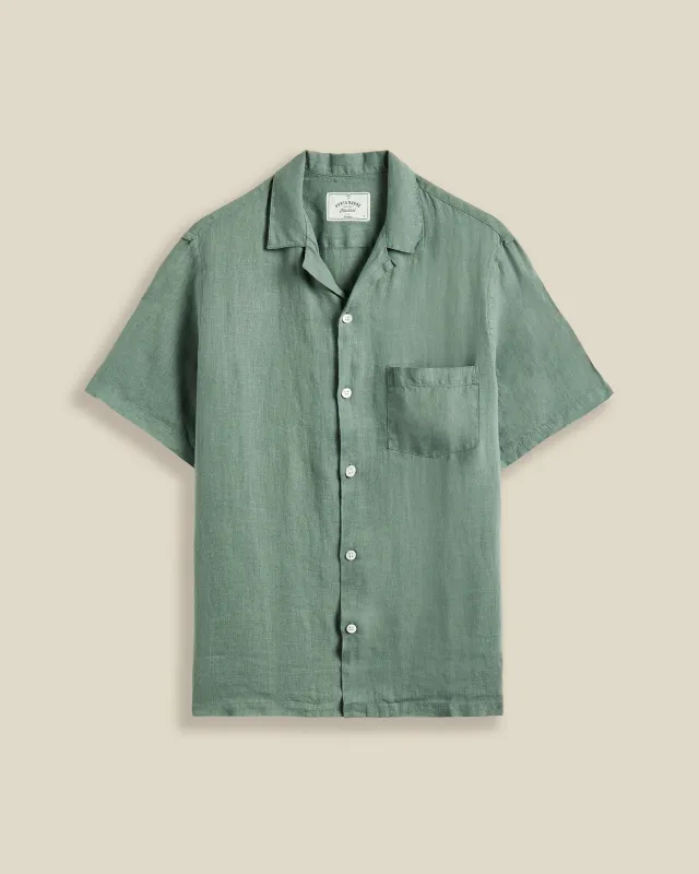 LINEN CAMP COLLAR - DRY GREEN sold by Portuguese Flannel