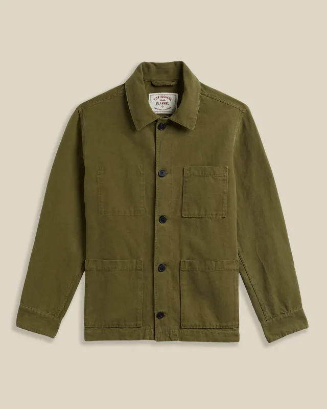 LEGACY JACKET IN CANVAS - MILITARY GREEN made by Portuguese Flannel