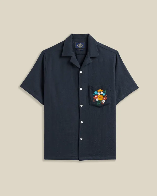 EMBROIDERY PIQUET - NAVY made by Portuguese Flannel