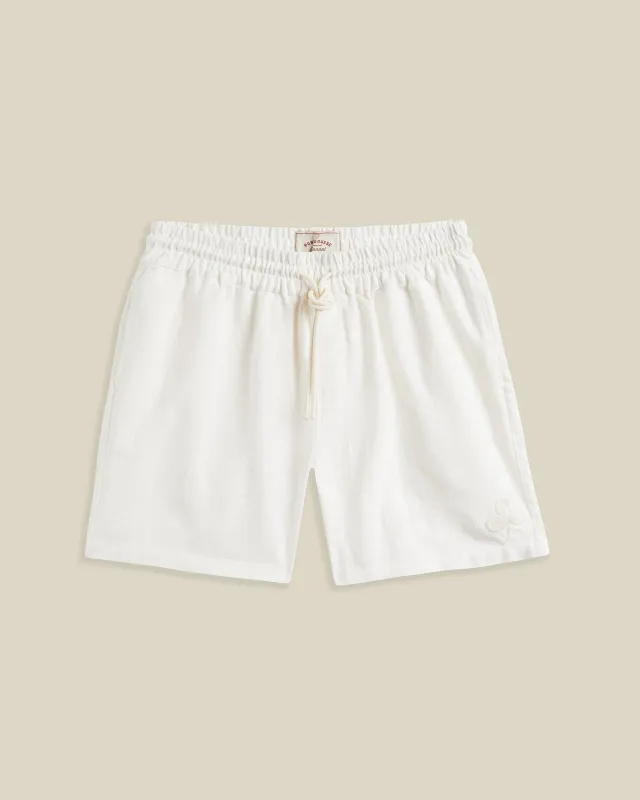 EMBROIDERY NATURE RAMIE SHORTS - ECRU made by Portuguese Flannel