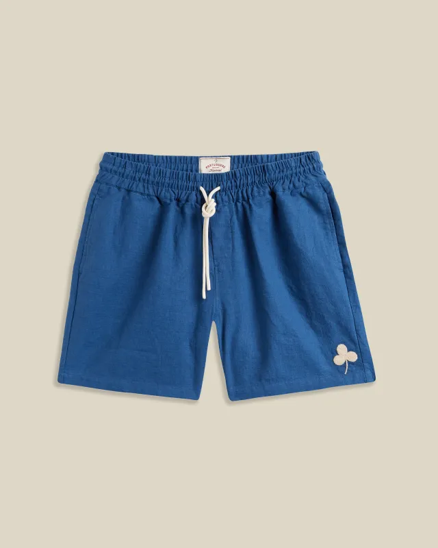 EMBROIDERY NATURE RAMIE SHORTS - BLUE made by Portuguese Flannel