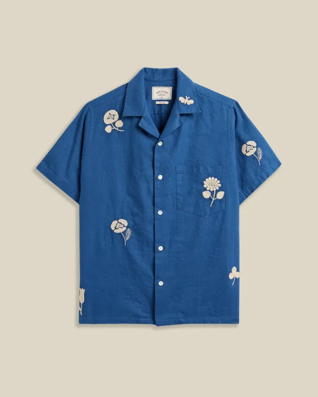 EMBROIDERY NATURE RAMIE - BLUE made by Portuguese Flannel