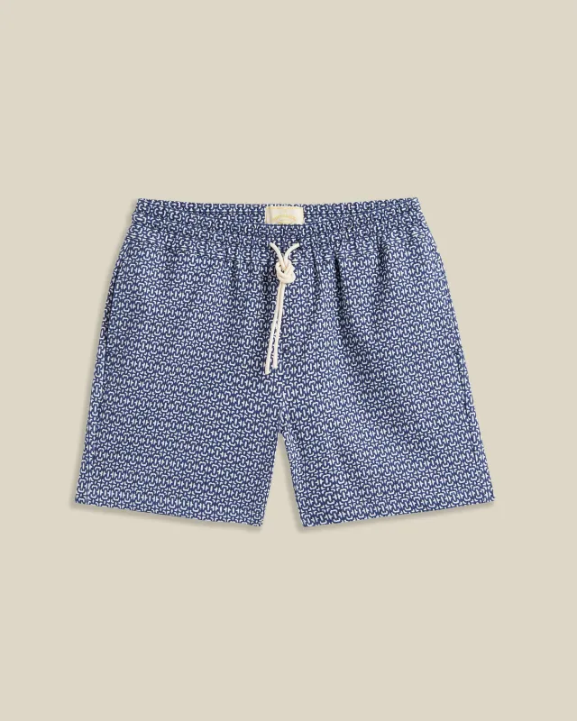 ABSTRACT TILE SHORTS - BLUE made by Portuguese Flannel
