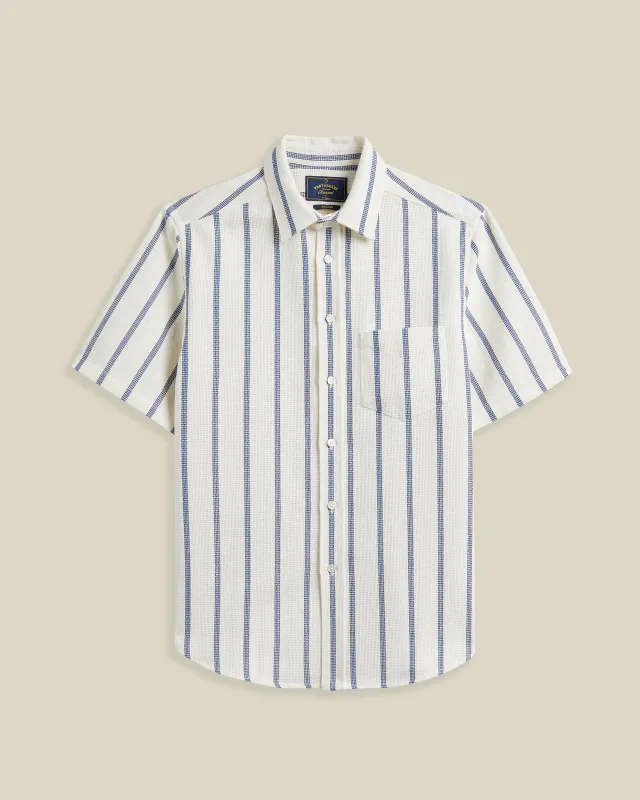PIQUET STRIPE - BLUE made by Portuguese Flannel