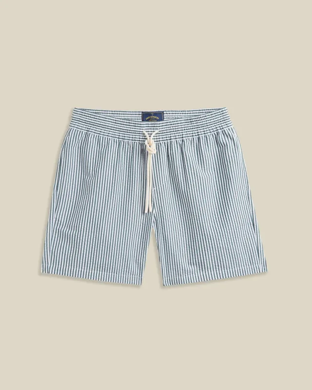 ATLANTICO STRIPE SHORTS - GREEN made by Portuguese Flannel