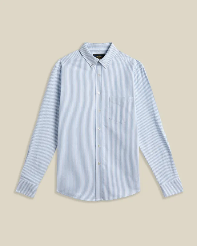 Brushed Oxford Stripe - Light Blue made by Portuguese Flannel