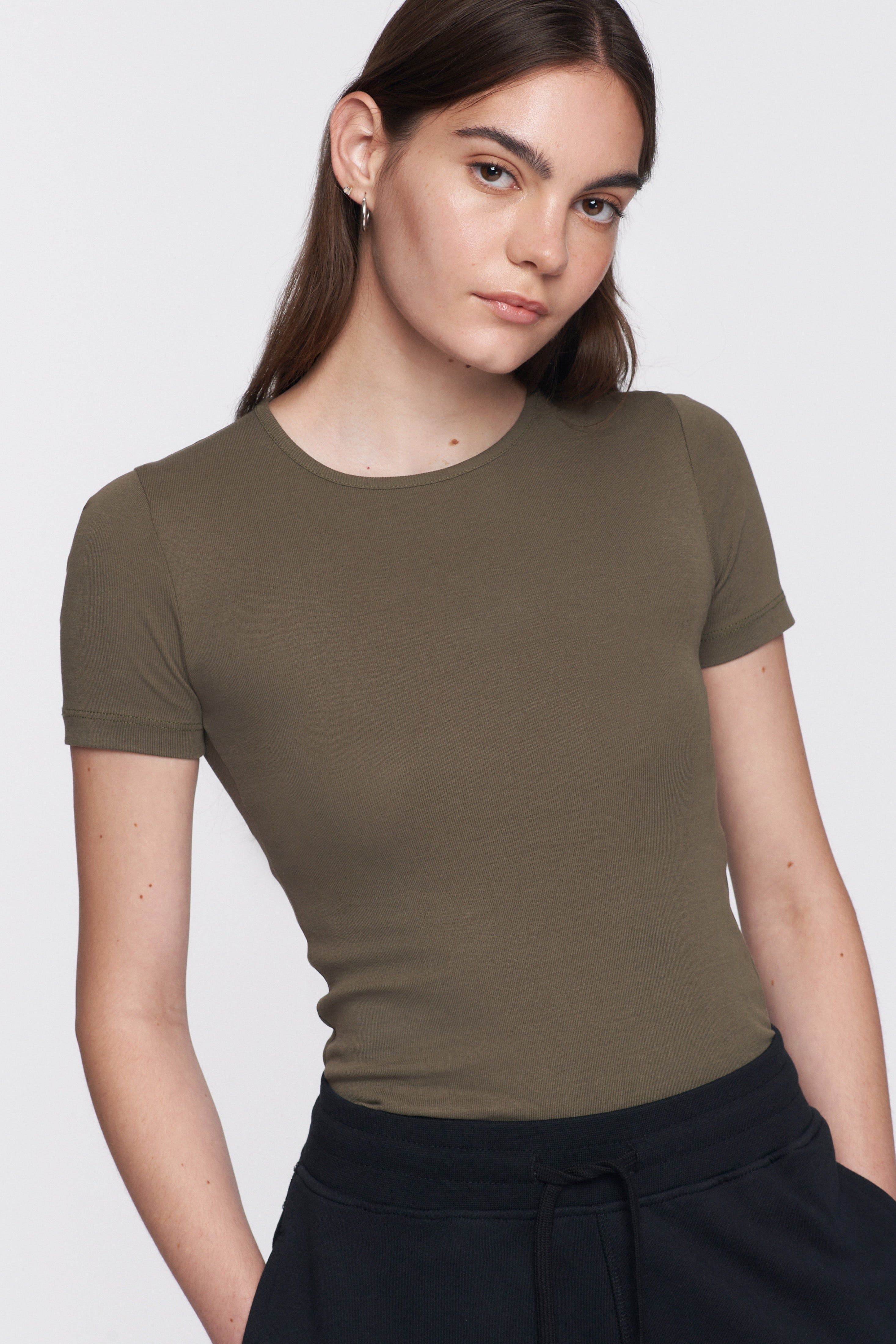 Fitted Crew in Dark Olive sold by Kotn product image thumbnail 2