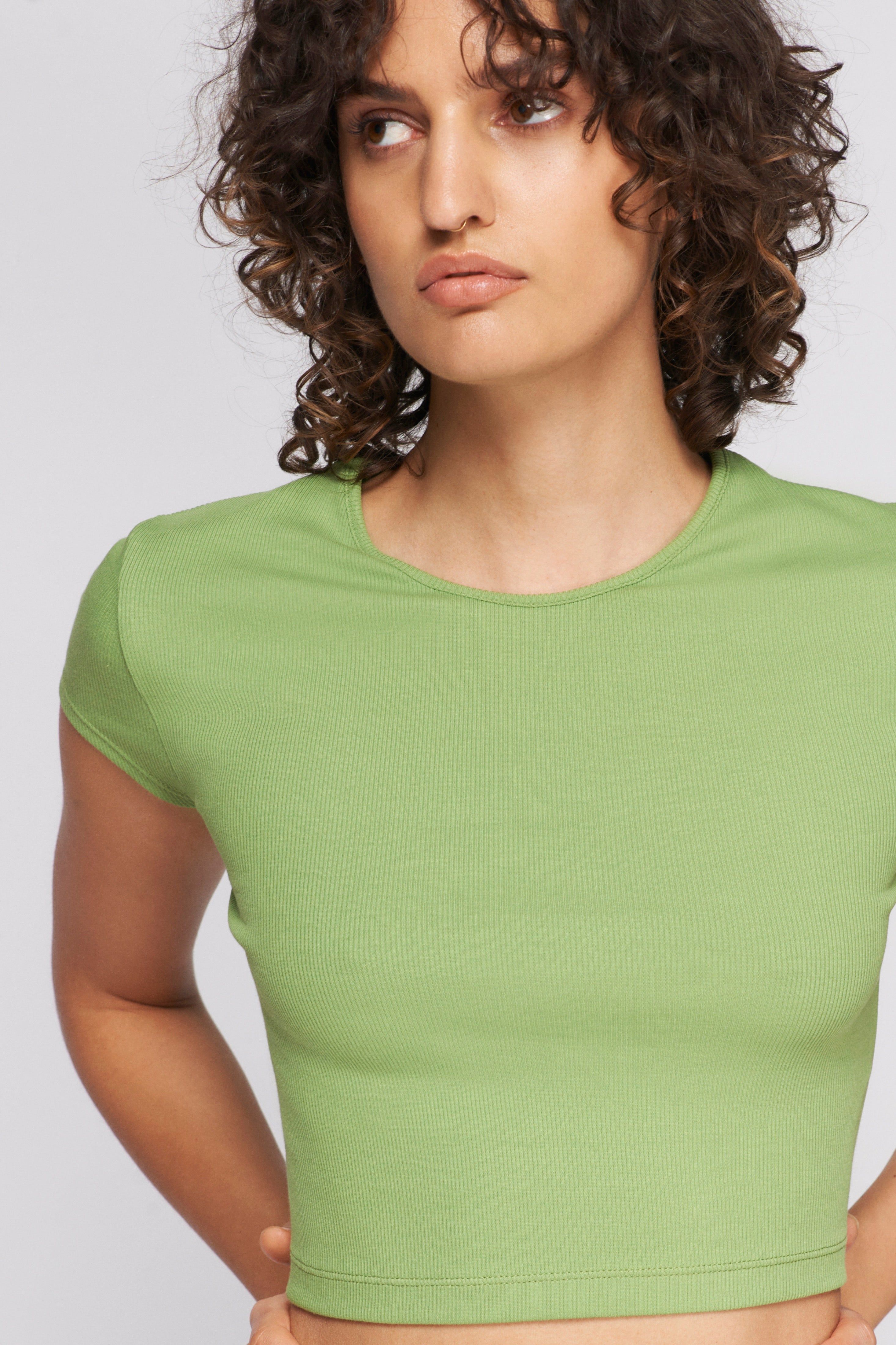 Women's Crop 90s Tee in Faded Apple sold by Kotn product image thumbnail 2