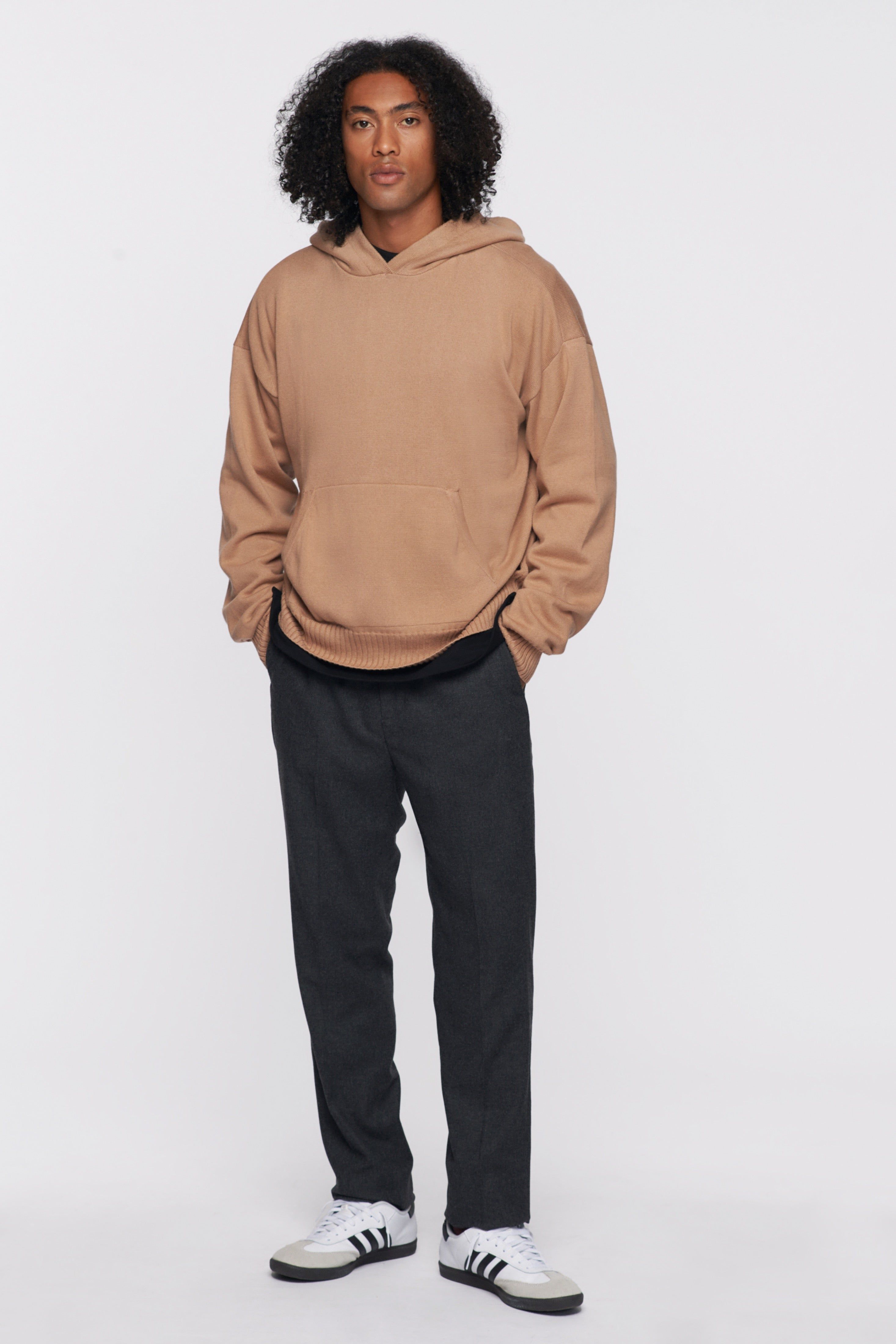 Men's Slim Tailored Trousers in Charcoal Melange sold by Kotn