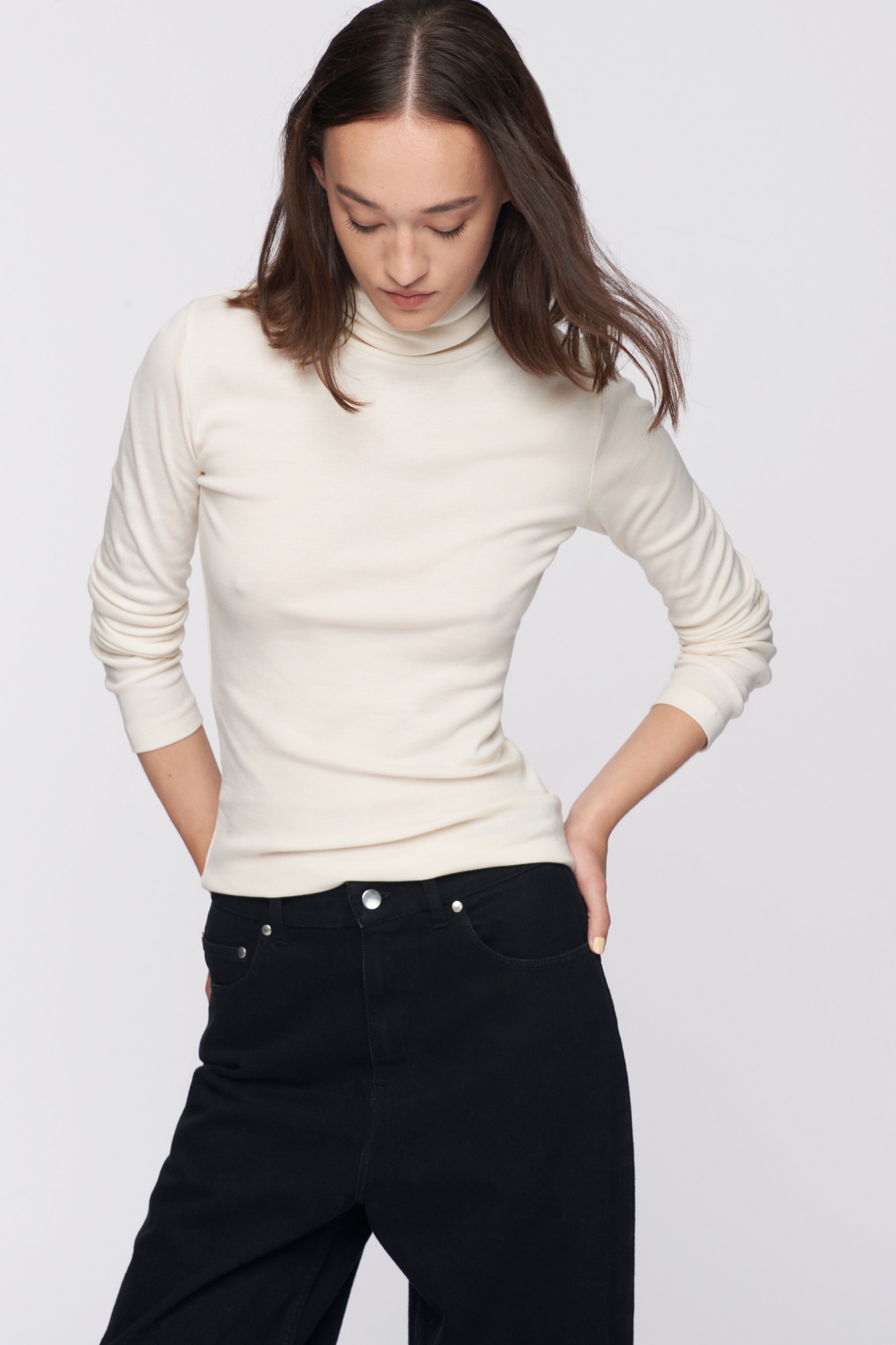 Women's Fitted Turtleneck in Natural sold by Kotn product image thumbnail 2