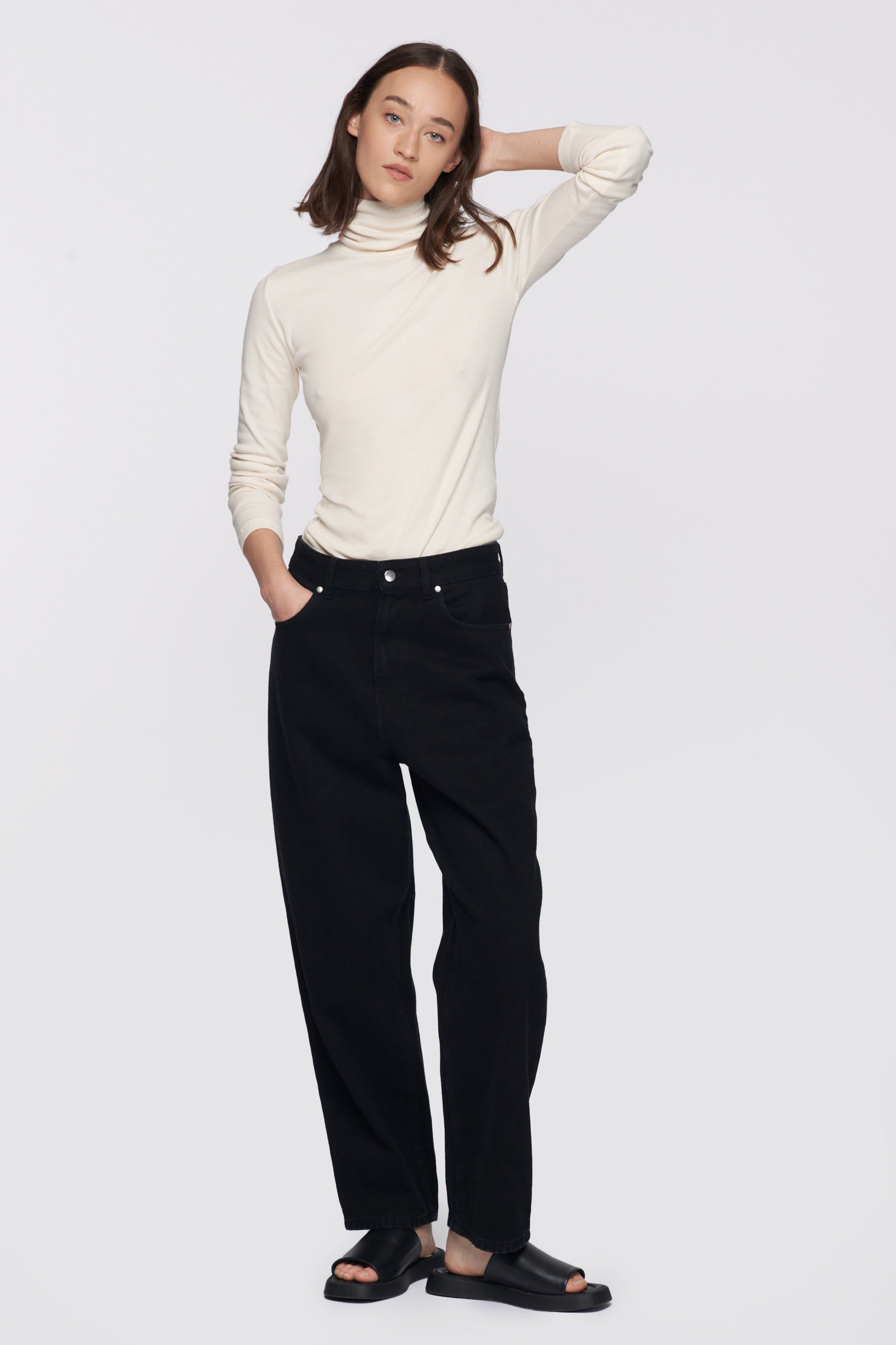 Women's Fitted Turtleneck in Natural sold by Kotn