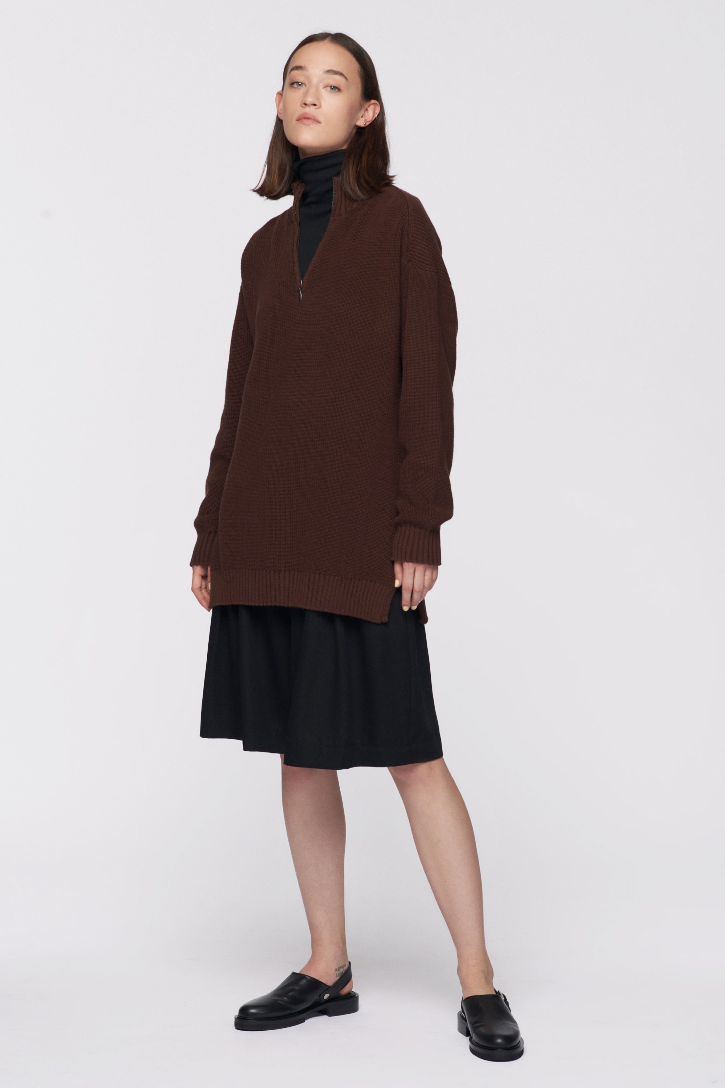 Women's Half-Zip Sweater in Umber sold by Kotn