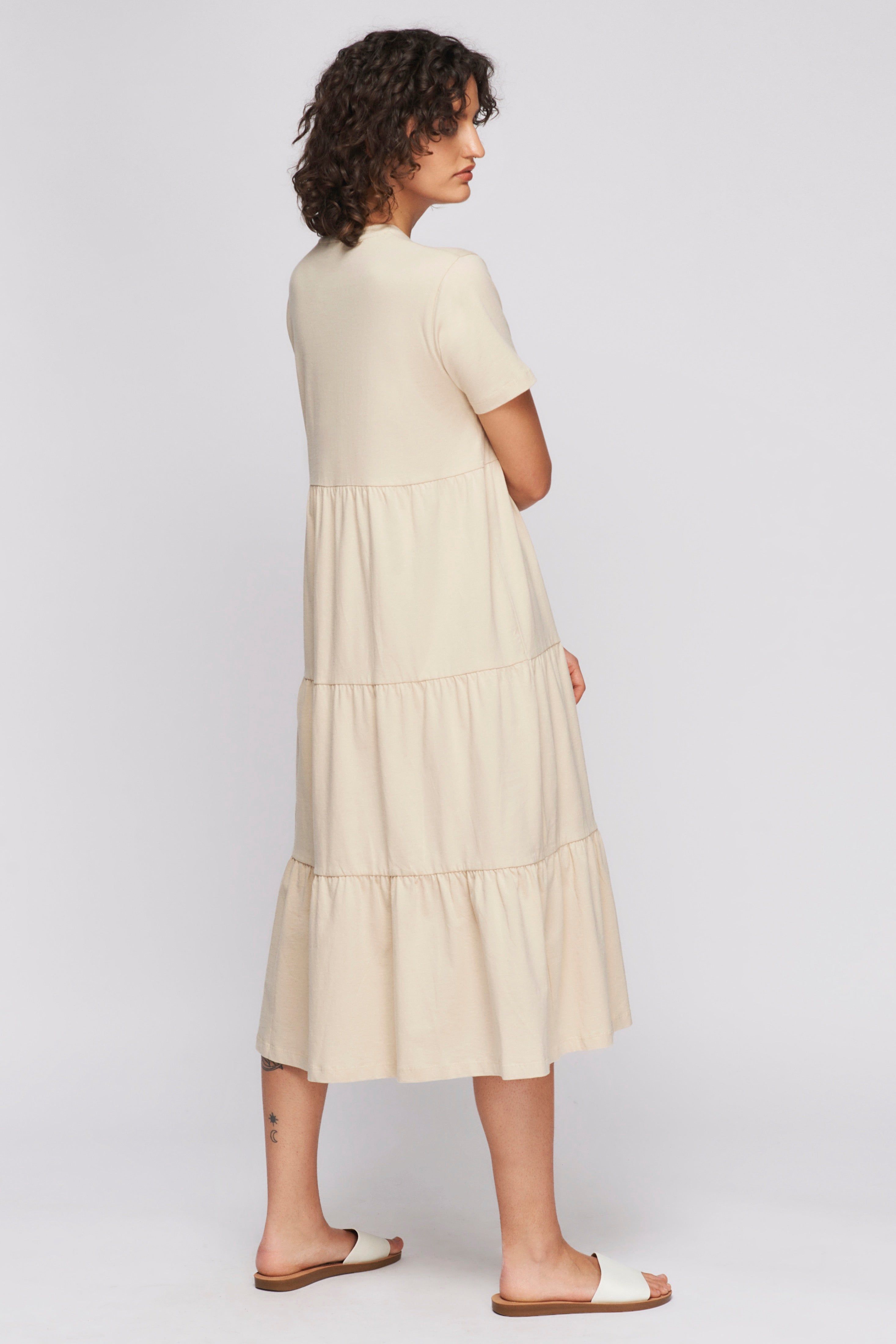 Women's Midi Babydoll Dress in White Sand sold by Kotn product image thumbnail 2