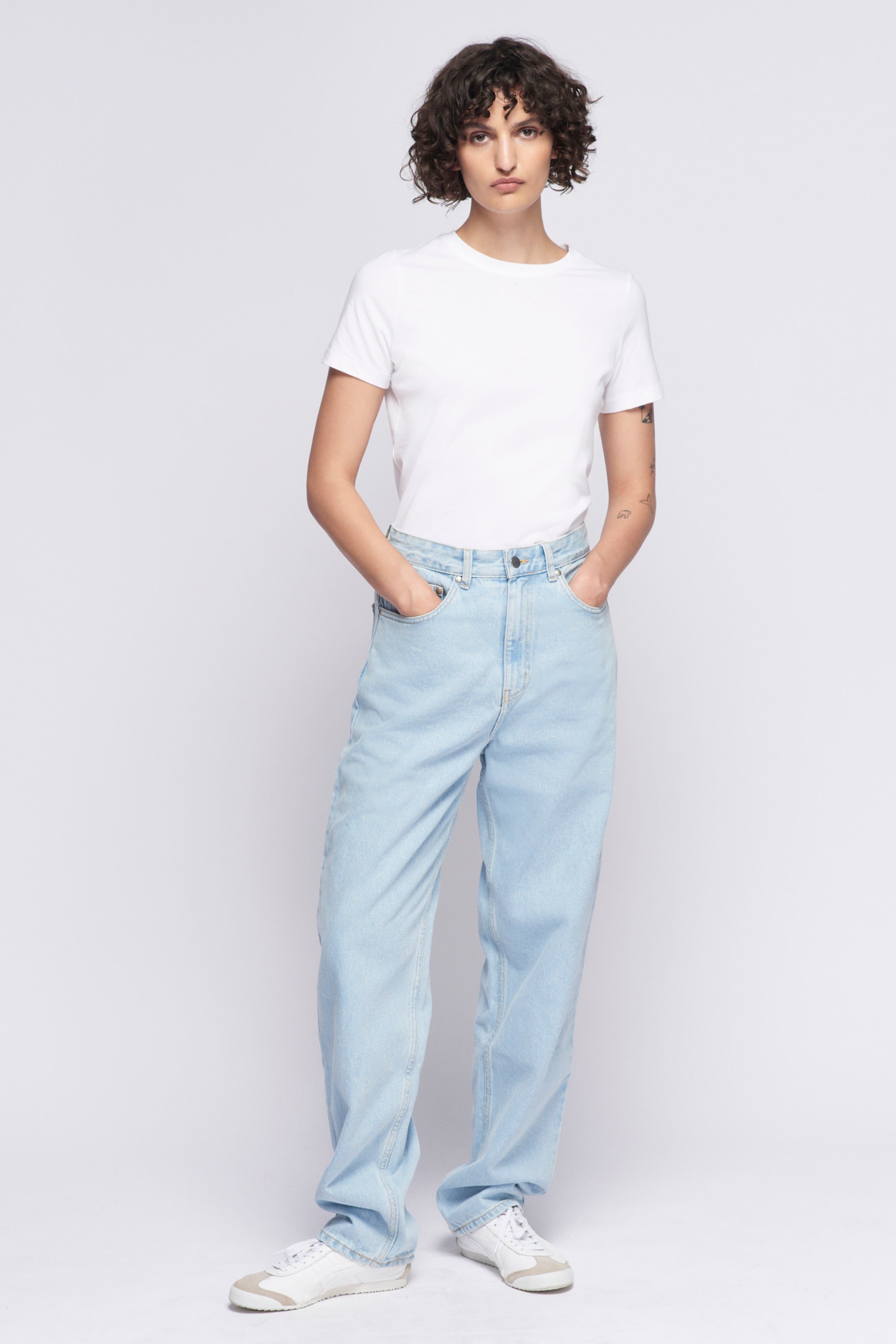 Unisex Antifit Denim in Light Wash sold by Kotn