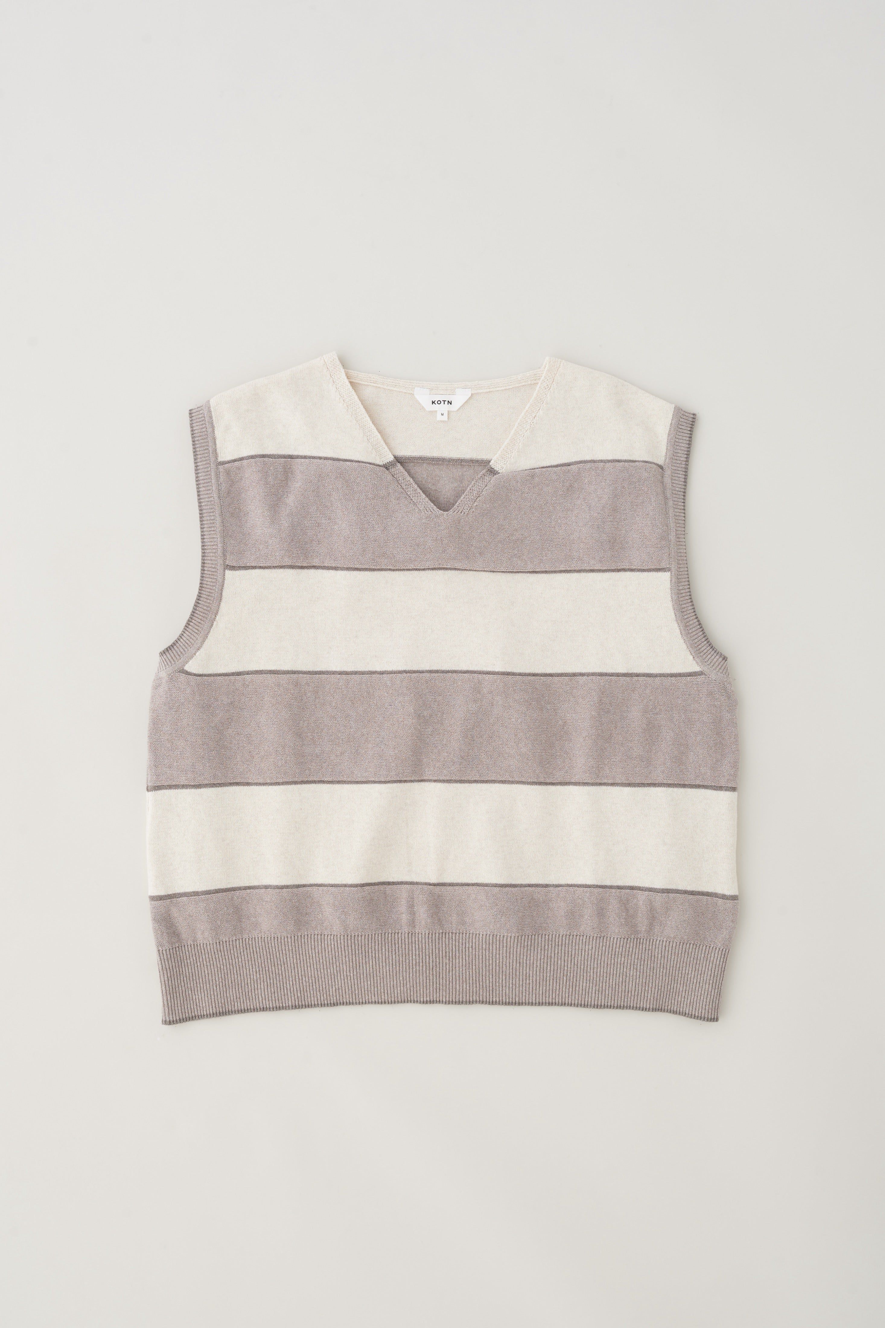 Men's Fine Knit Vest in Alabaster Stripe sold by Kotn product image thumbnail 6