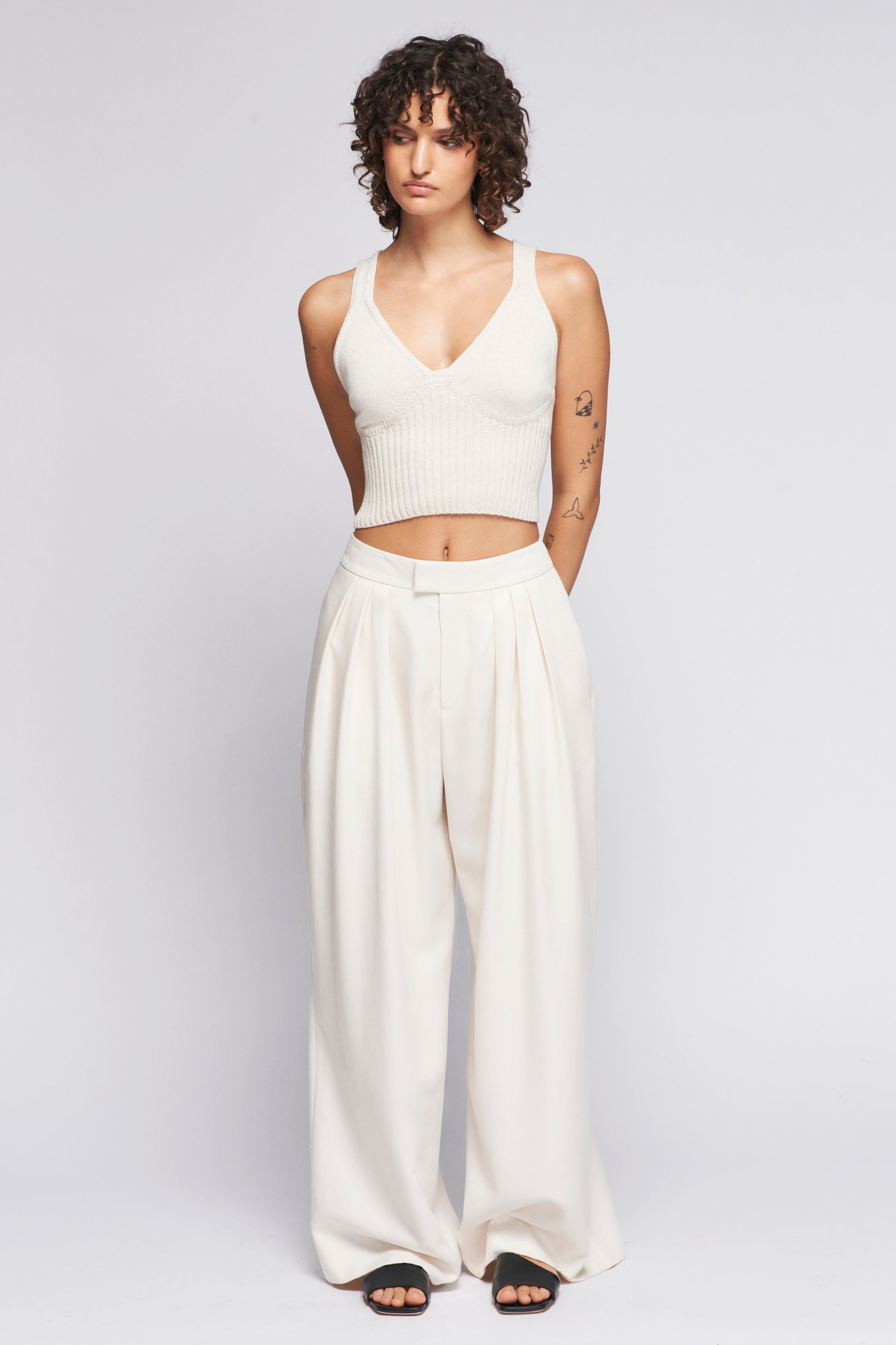 Women's Knit Crop Tank in Alabaster sold by Kotn