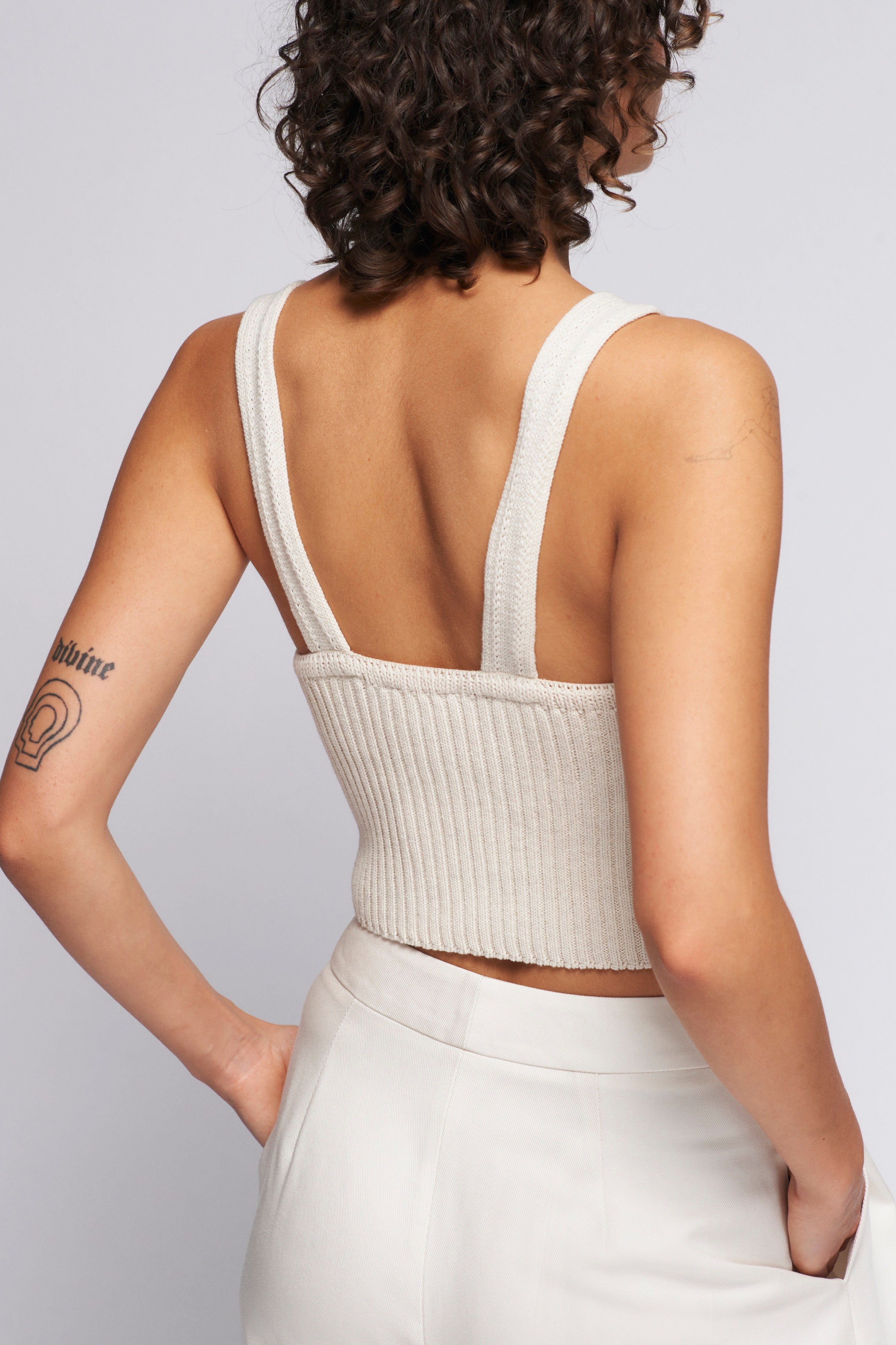 Women's Knit Crop Tank in Alabaster sold by Kotn product image thumbnail 3