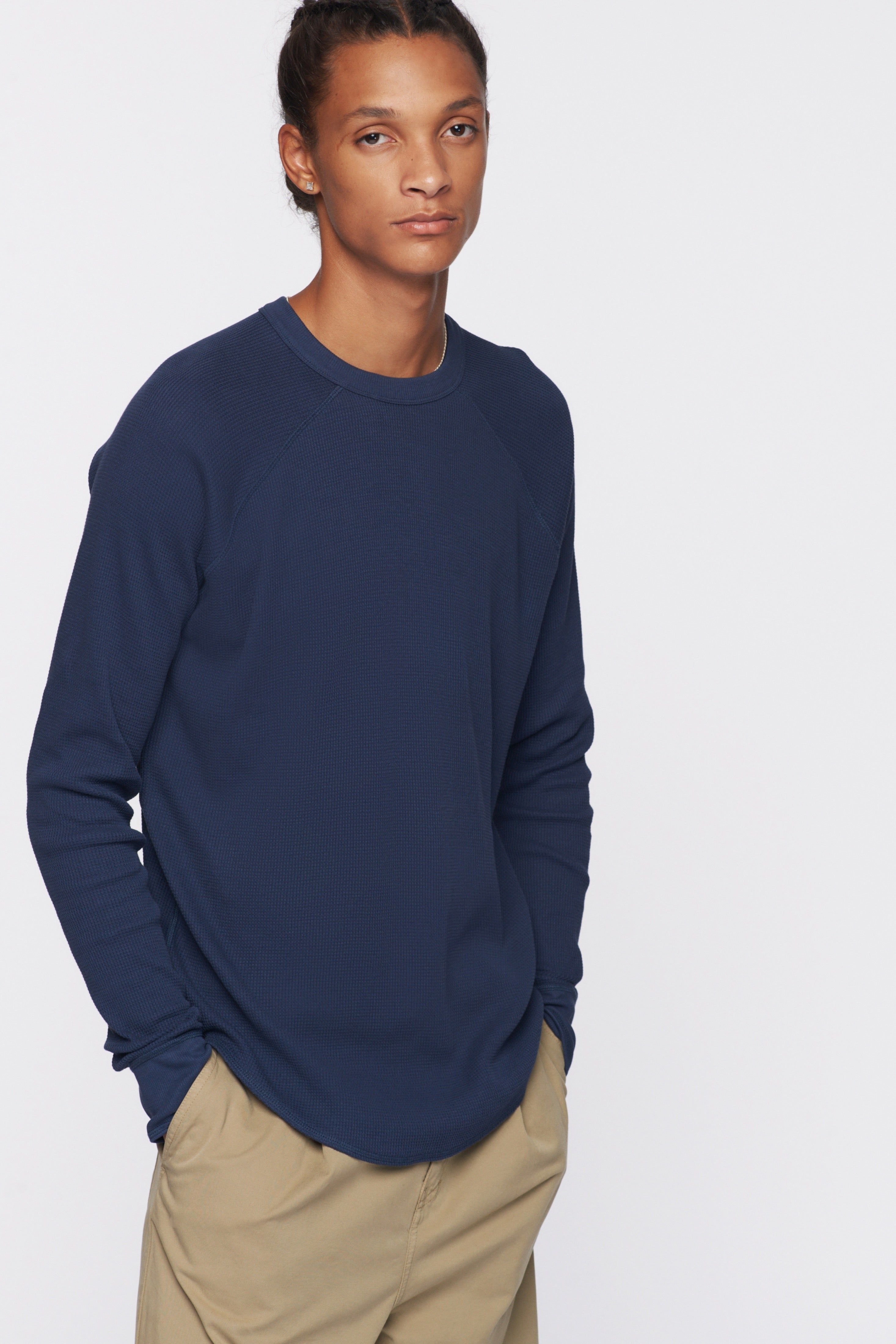 Men's Thermal Longsleeve in Night Blue sold by Kotn product image thumbnail 2