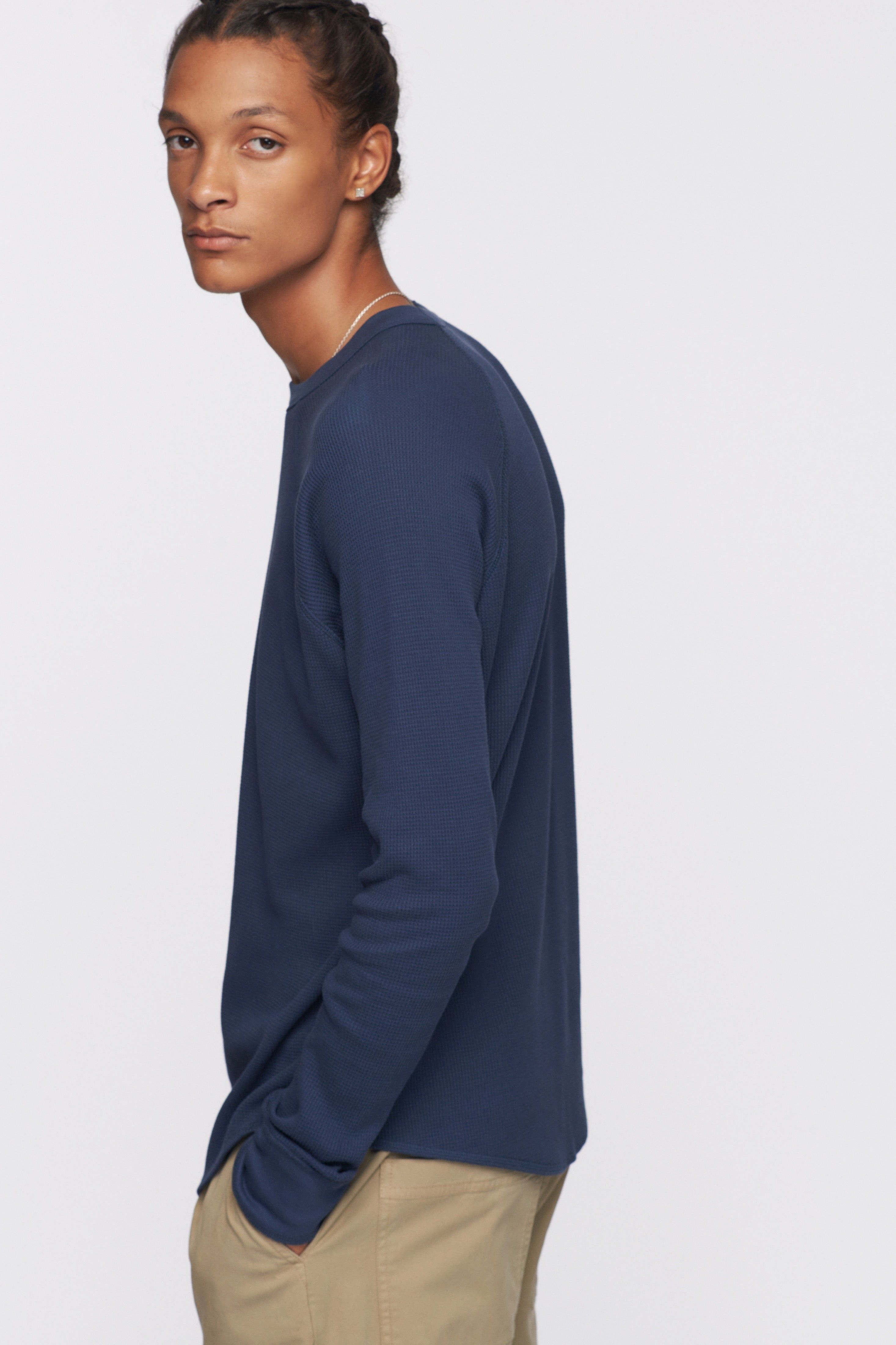 Men's Thermal Longsleeve in Night Blue sold by Kotn product image thumbnail 3