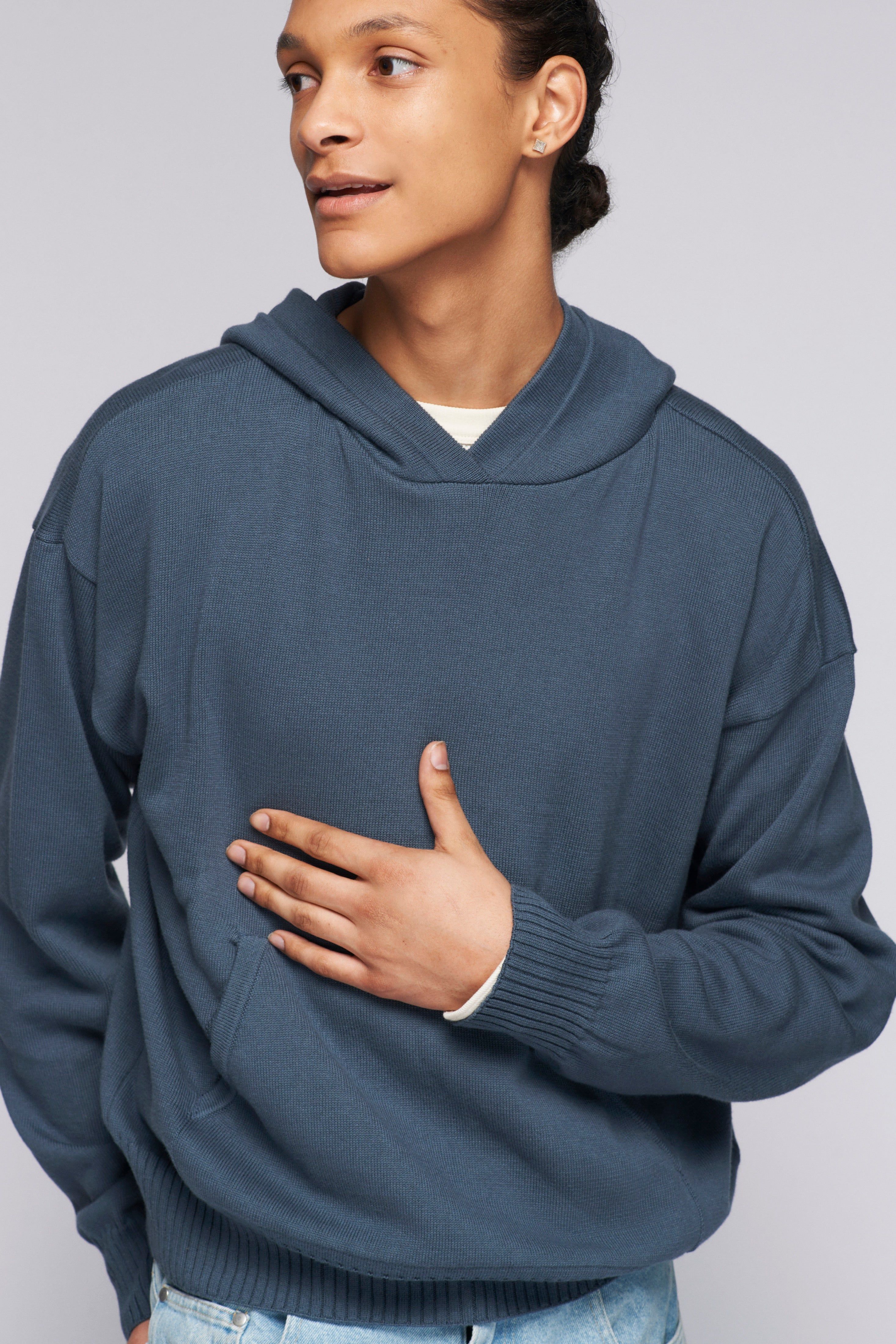 Unisex Fine Knit Hoodie in Iron sold by Kotn product image thumbnail 4