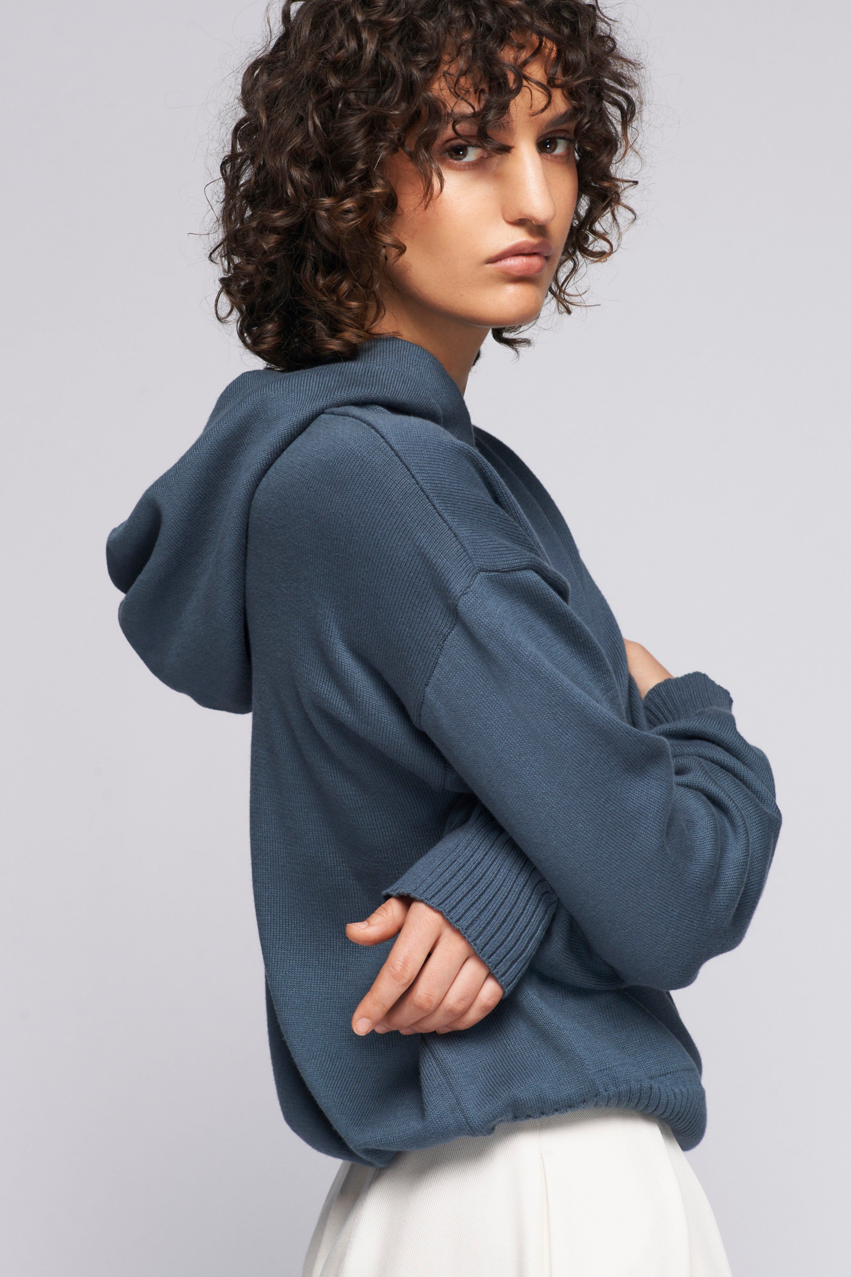 Unisex Fine Knit Hoodie in Iron sold by Kotn product image thumbnail 3
