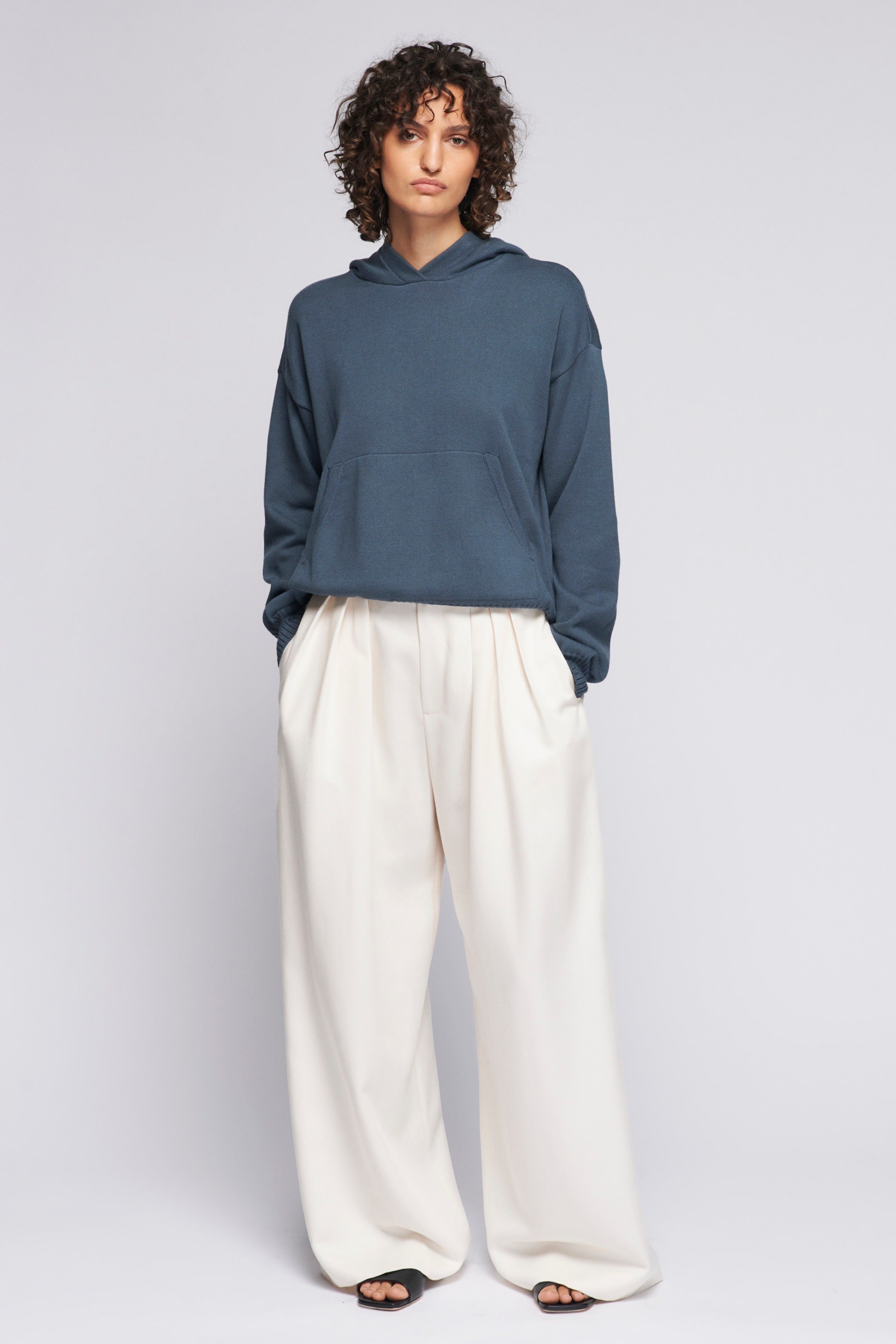 Unisex Fine Knit Hoodie in Iron sold by Kotn