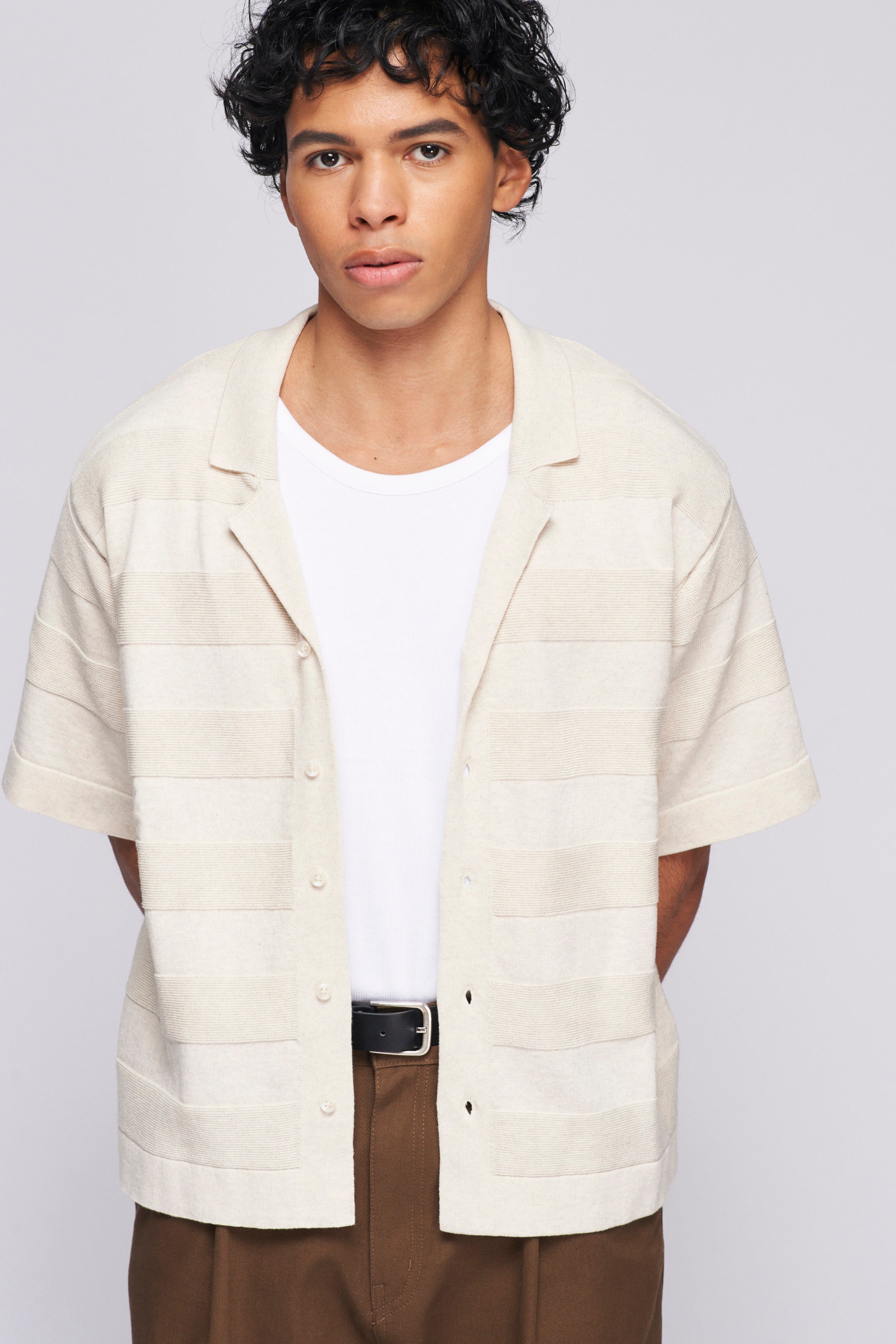 Men's Fine Knit Shirt in Alabaster sold by Kotn product image thumbnail 2