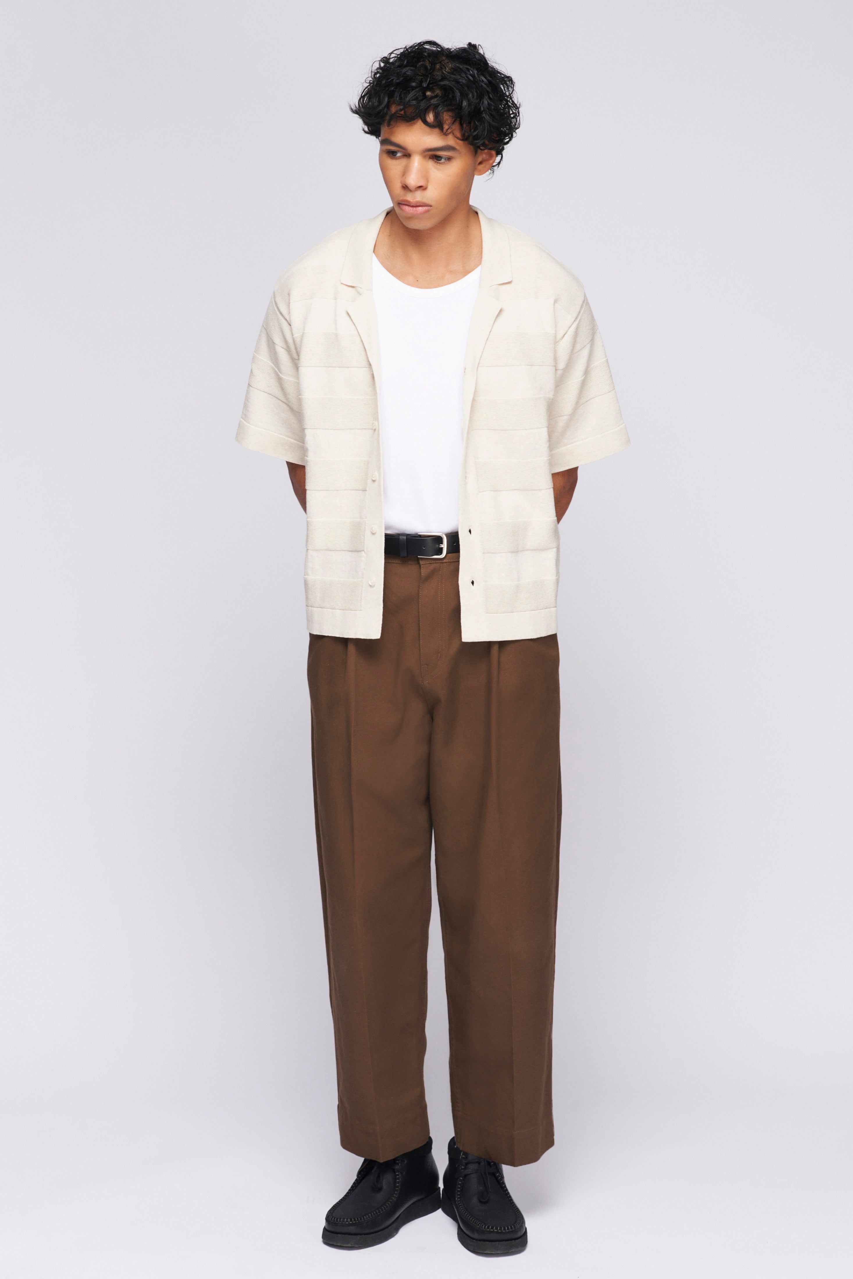 Men's Fine Knit Shirt in Alabaster sold by Kotn