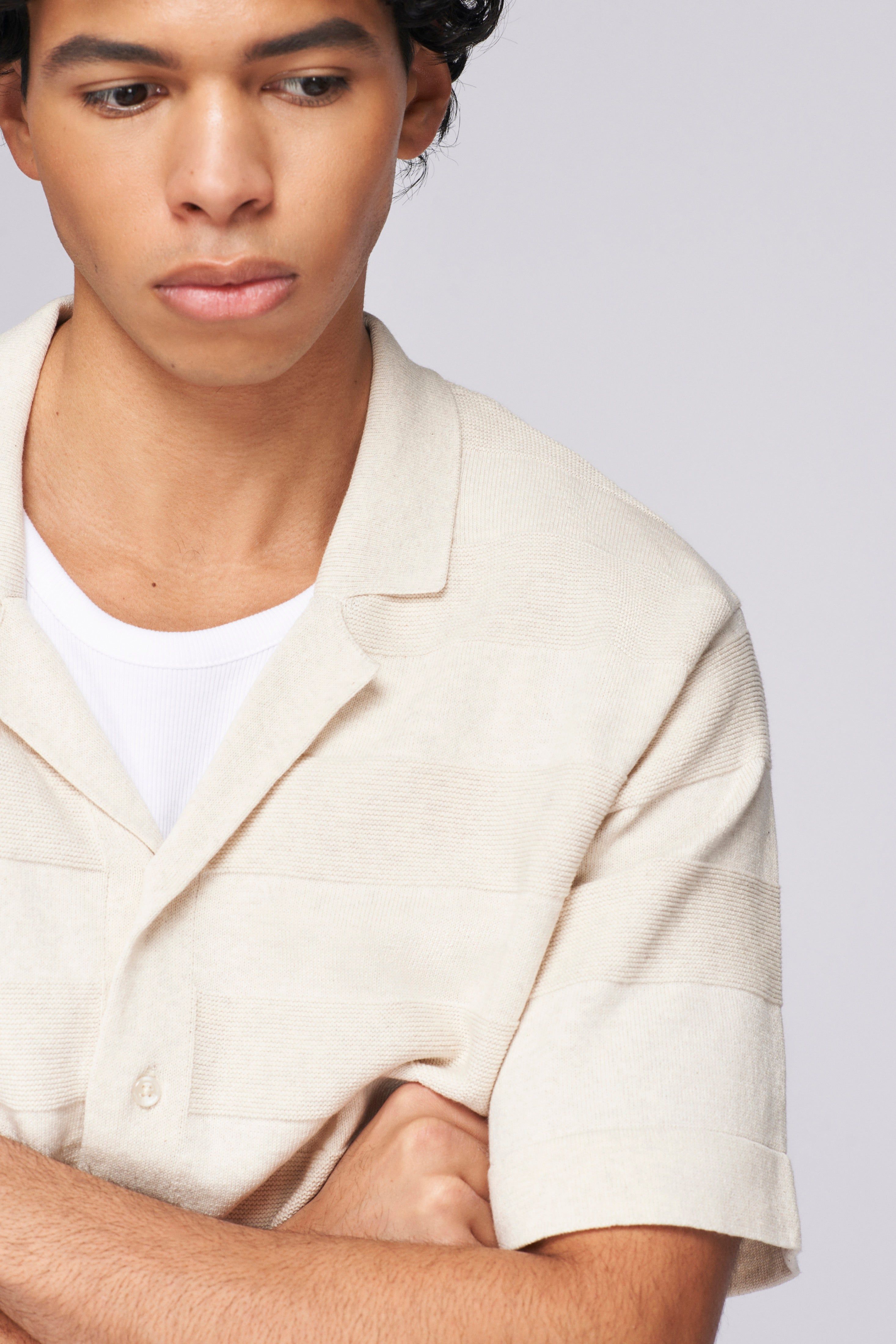 Men's Fine Knit Shirt in Alabaster sold by Kotn product image thumbnail 4