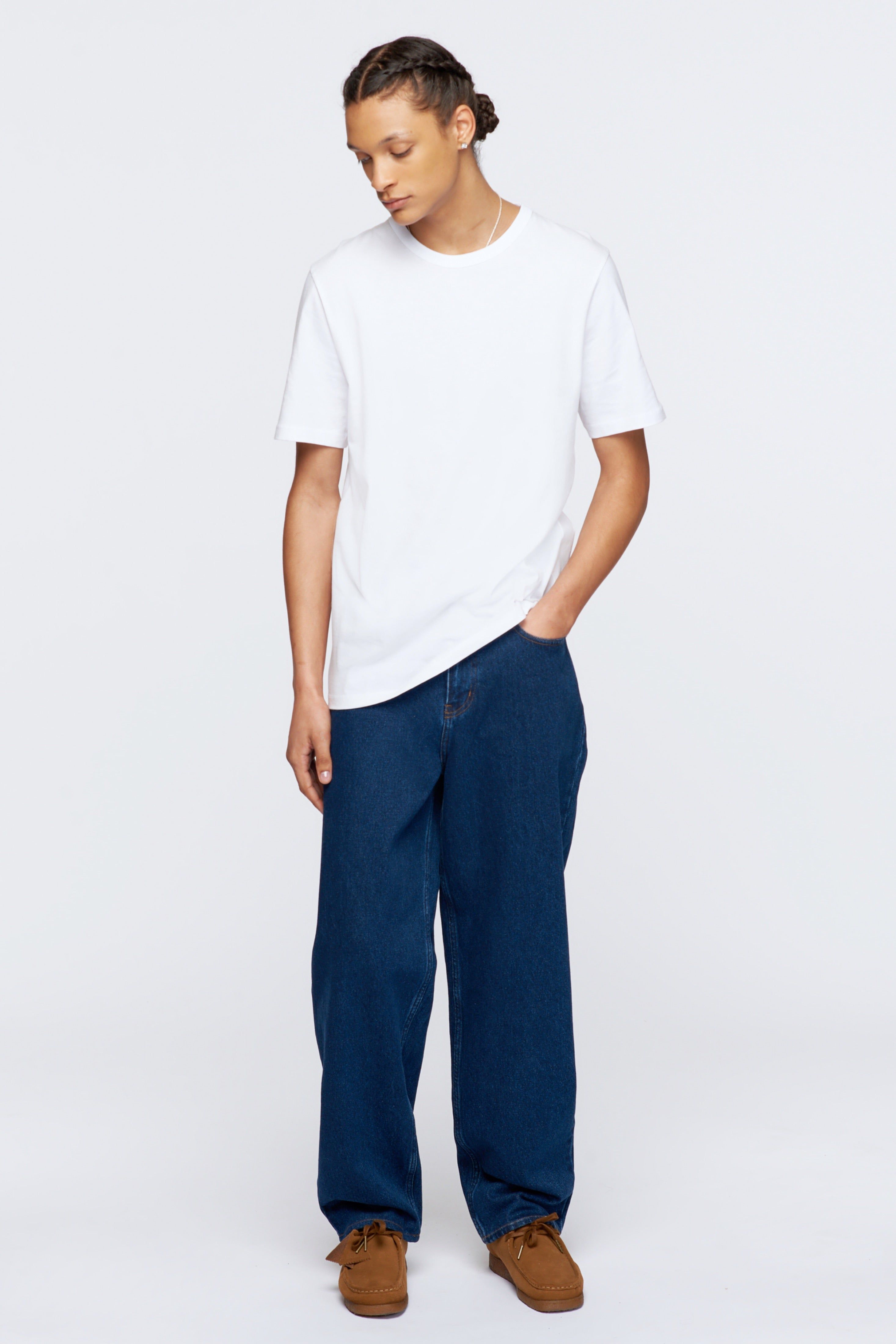 Men's Long Essential Crew in White sold by Kotn