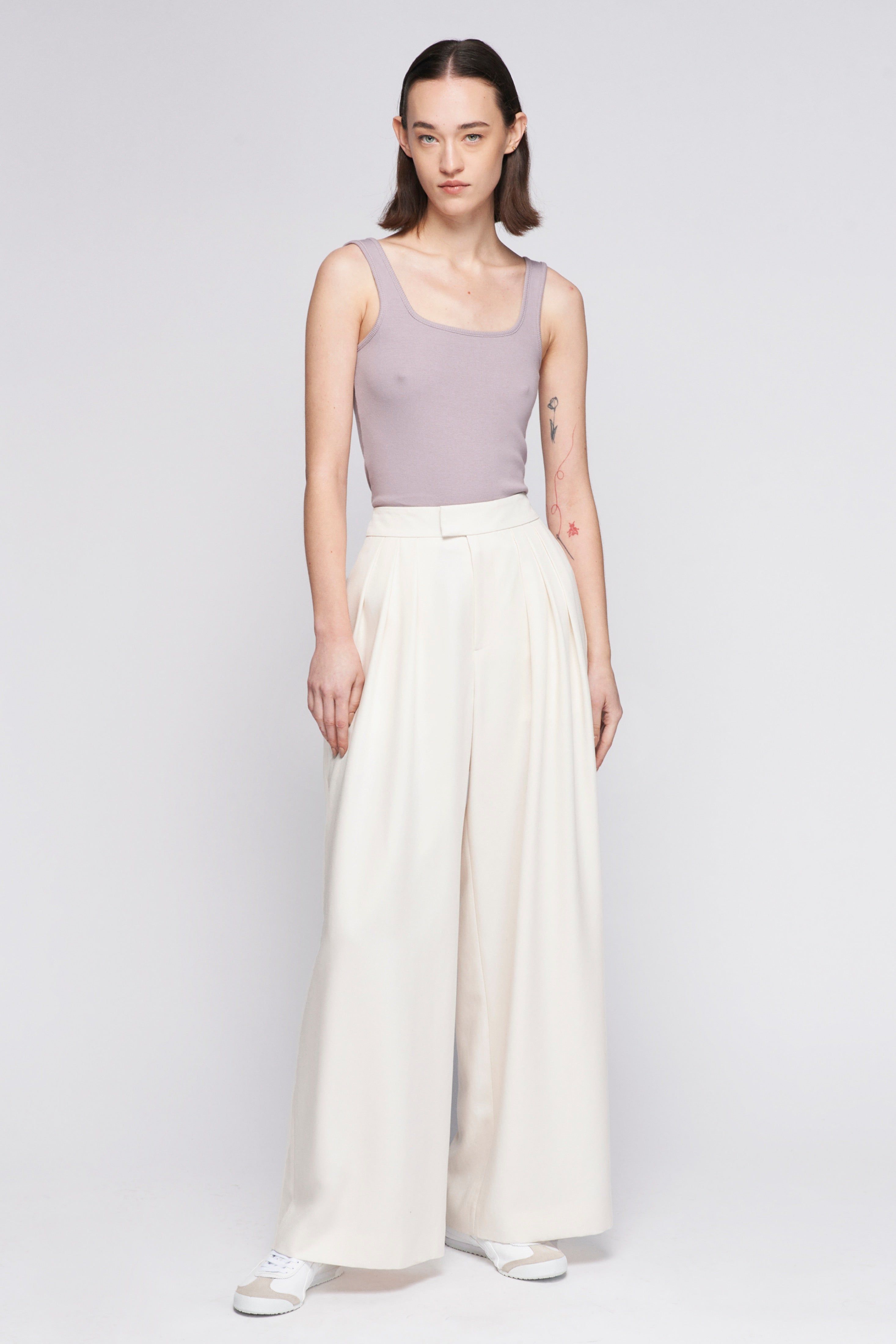 Women's Square Neck Tank in Lavender sold by Kotn