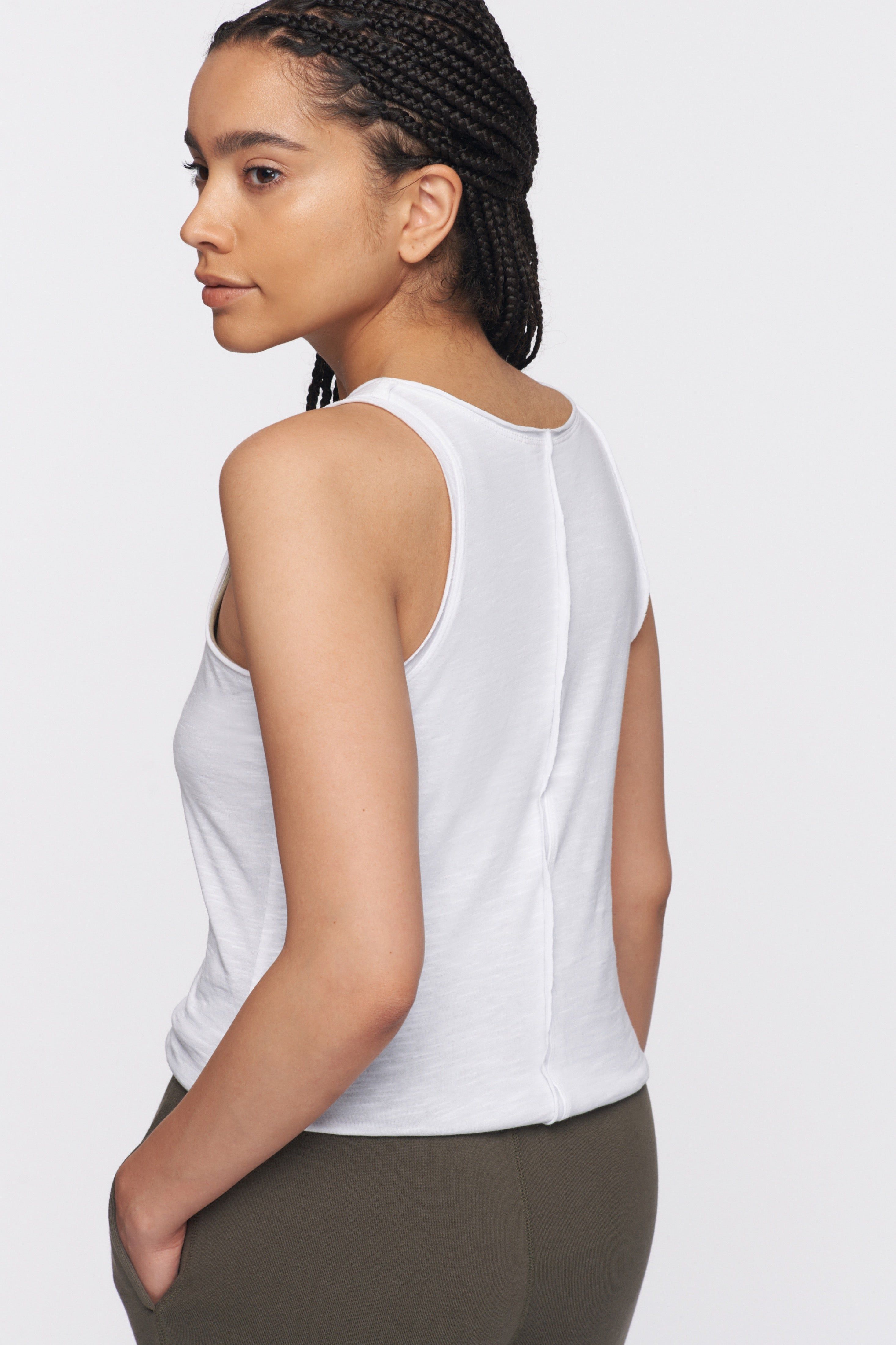 Women's Raw Edge Tank in White sold by Kotn product image thumbnail 2