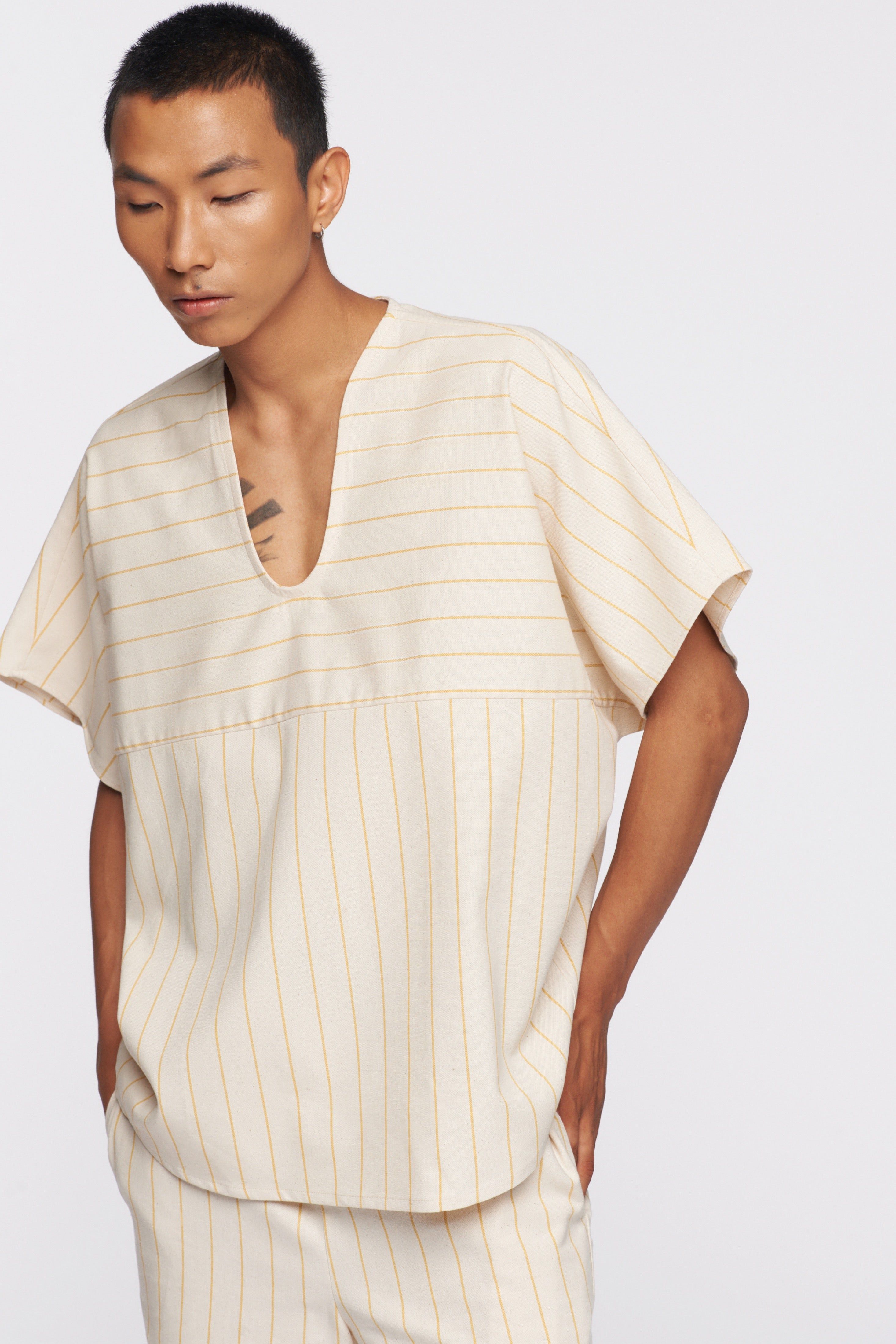 Unisex Woven Top in Autumn Stripe sold by Kotn product image thumbnail 3