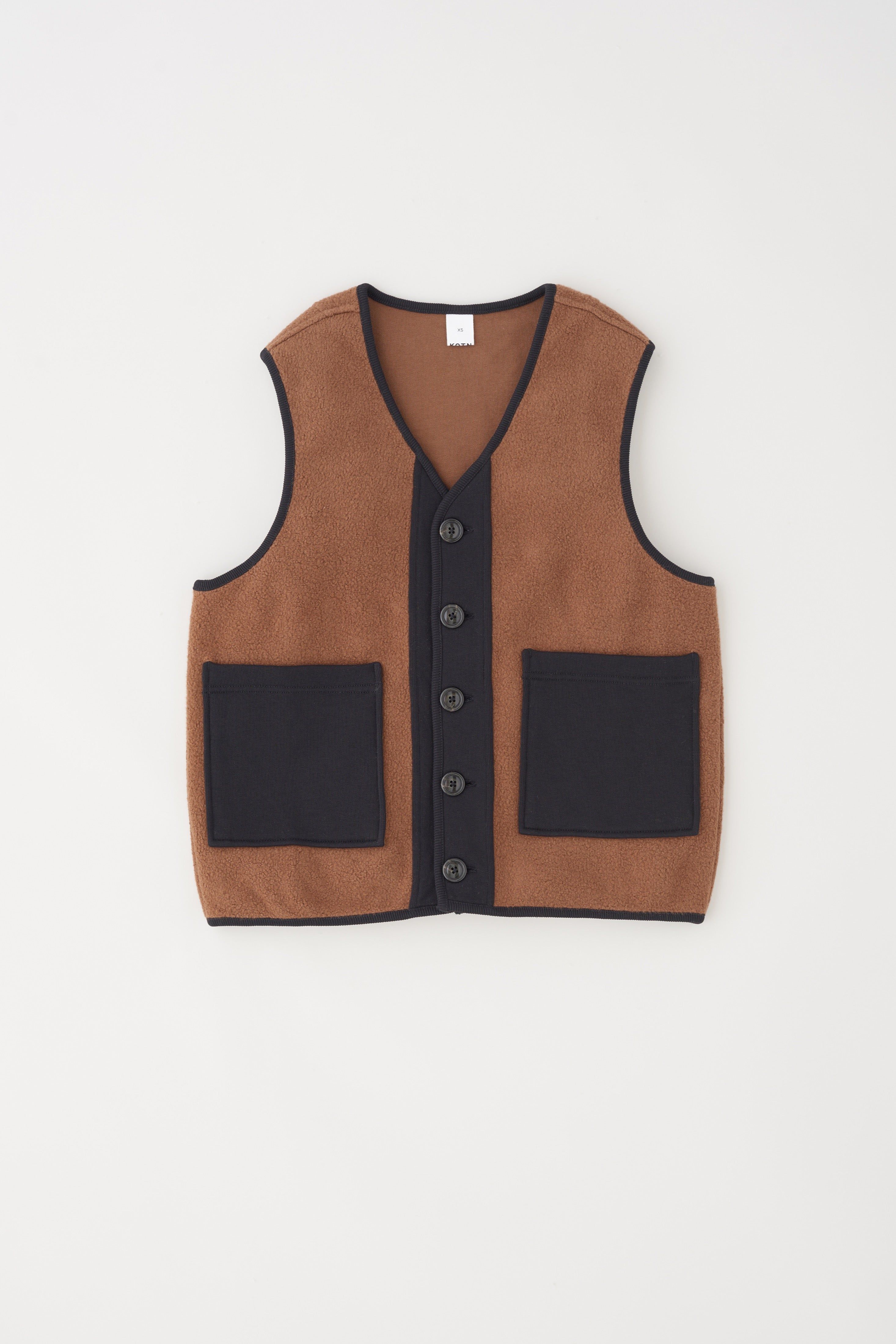 Unisex Reverse Fleece Vest in Acorn/Black sold by Kotn product image thumbnail 6