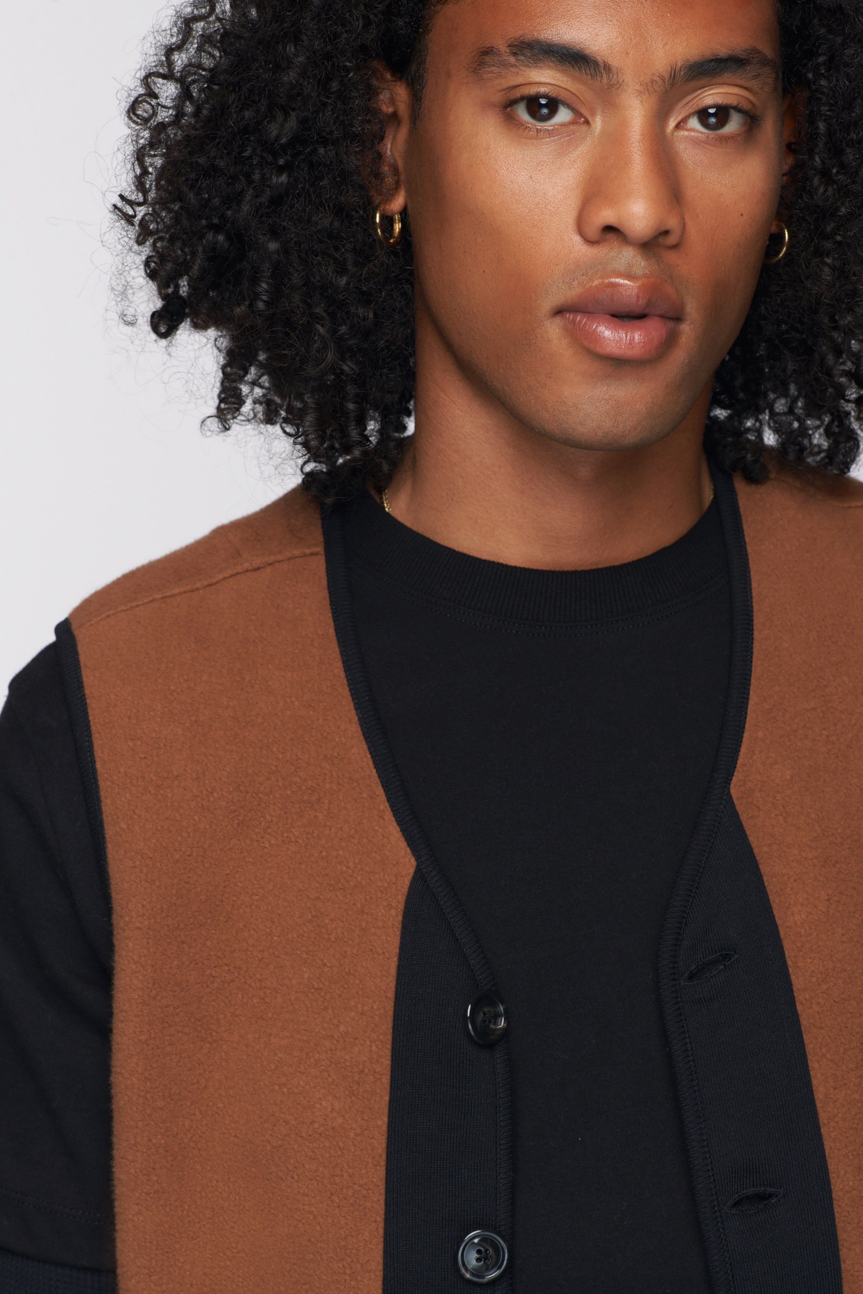 Unisex Reverse Fleece Vest in Acorn/Black sold by Kotn product image thumbnail 5
