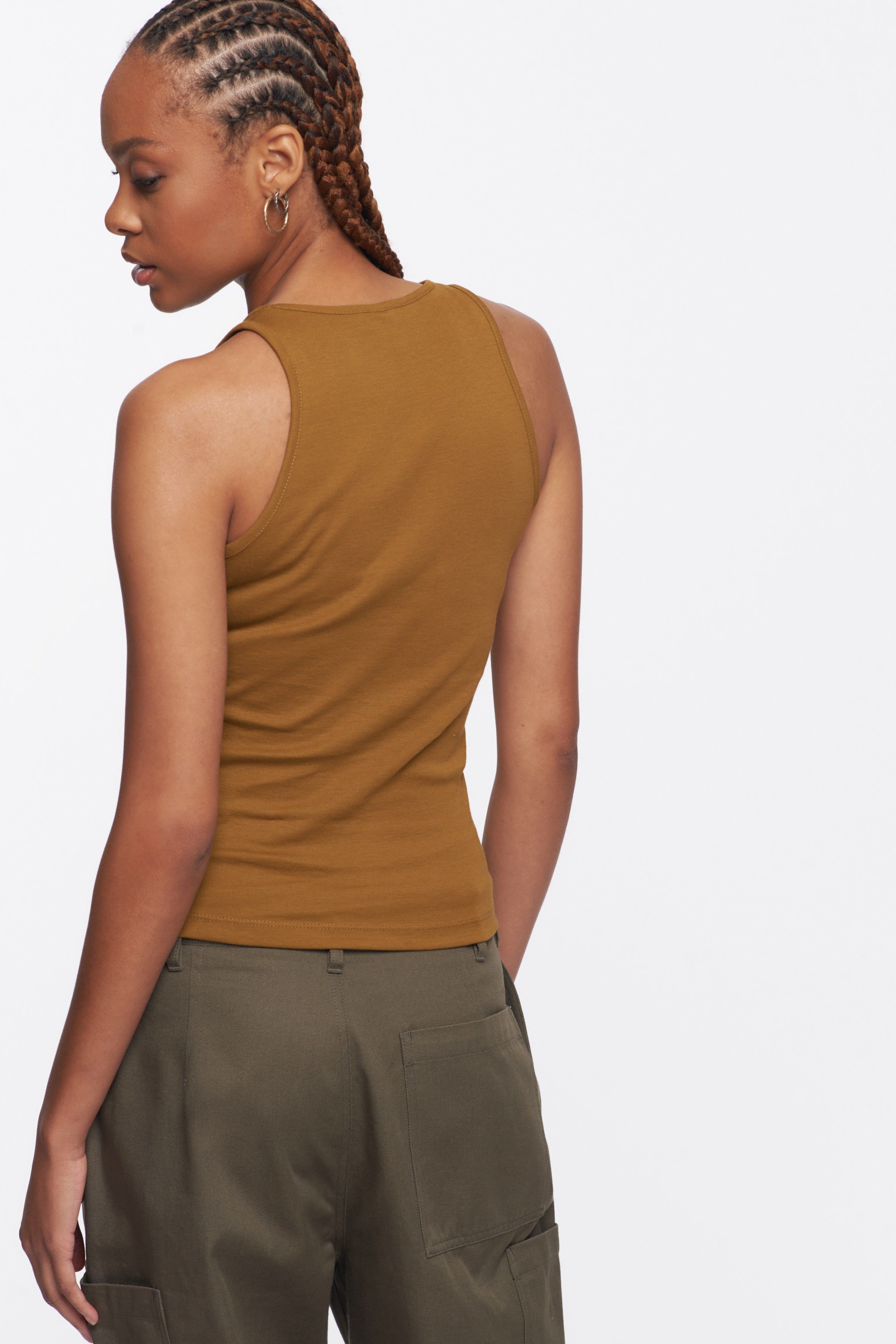 Women's High Neck Tank in Ochre sold by Kotn product image thumbnail 3