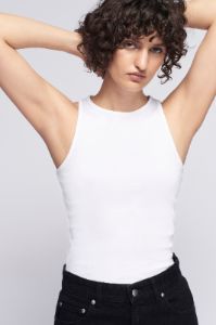 Women's High Neck Tank in White sold by Kotn