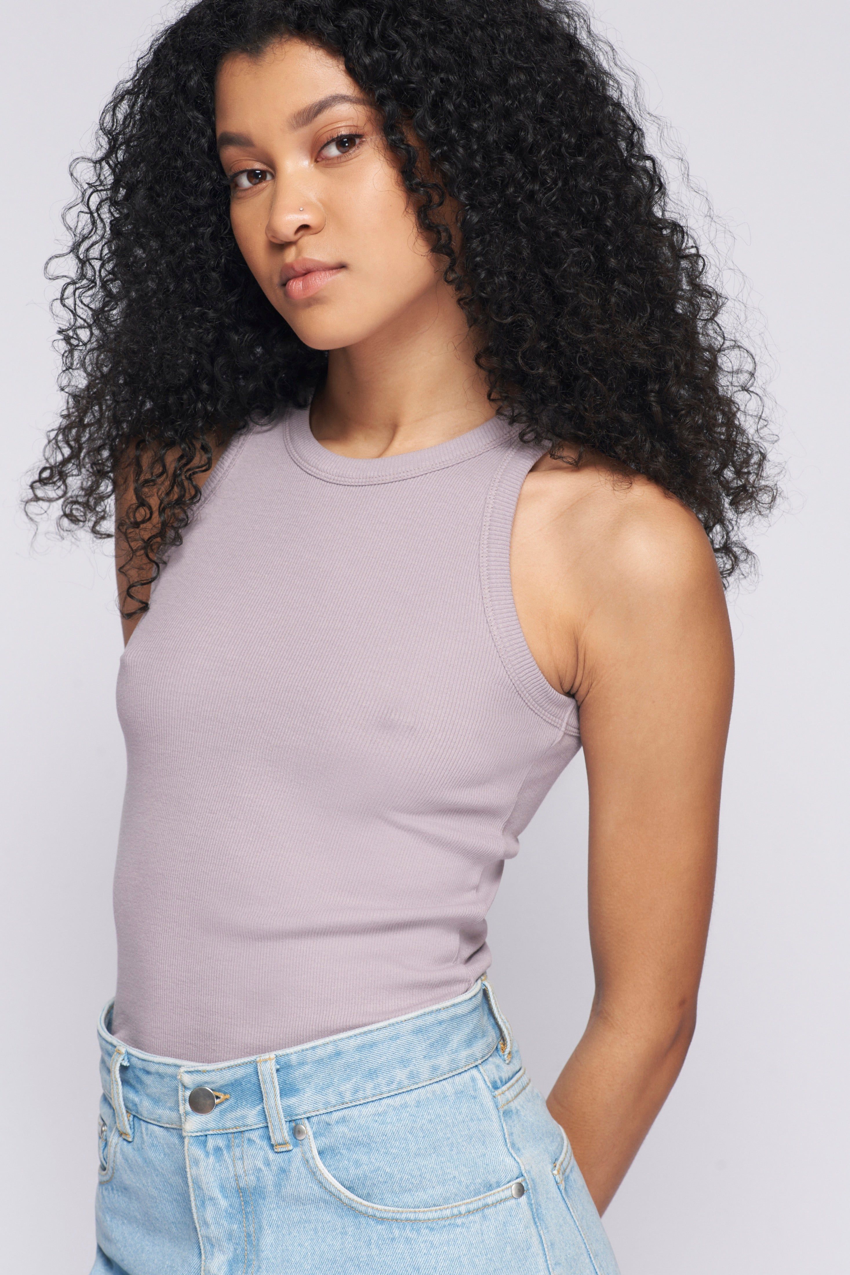 Women's Rib Racer Tank in Lavender sold by Kotn product image thumbnail 2