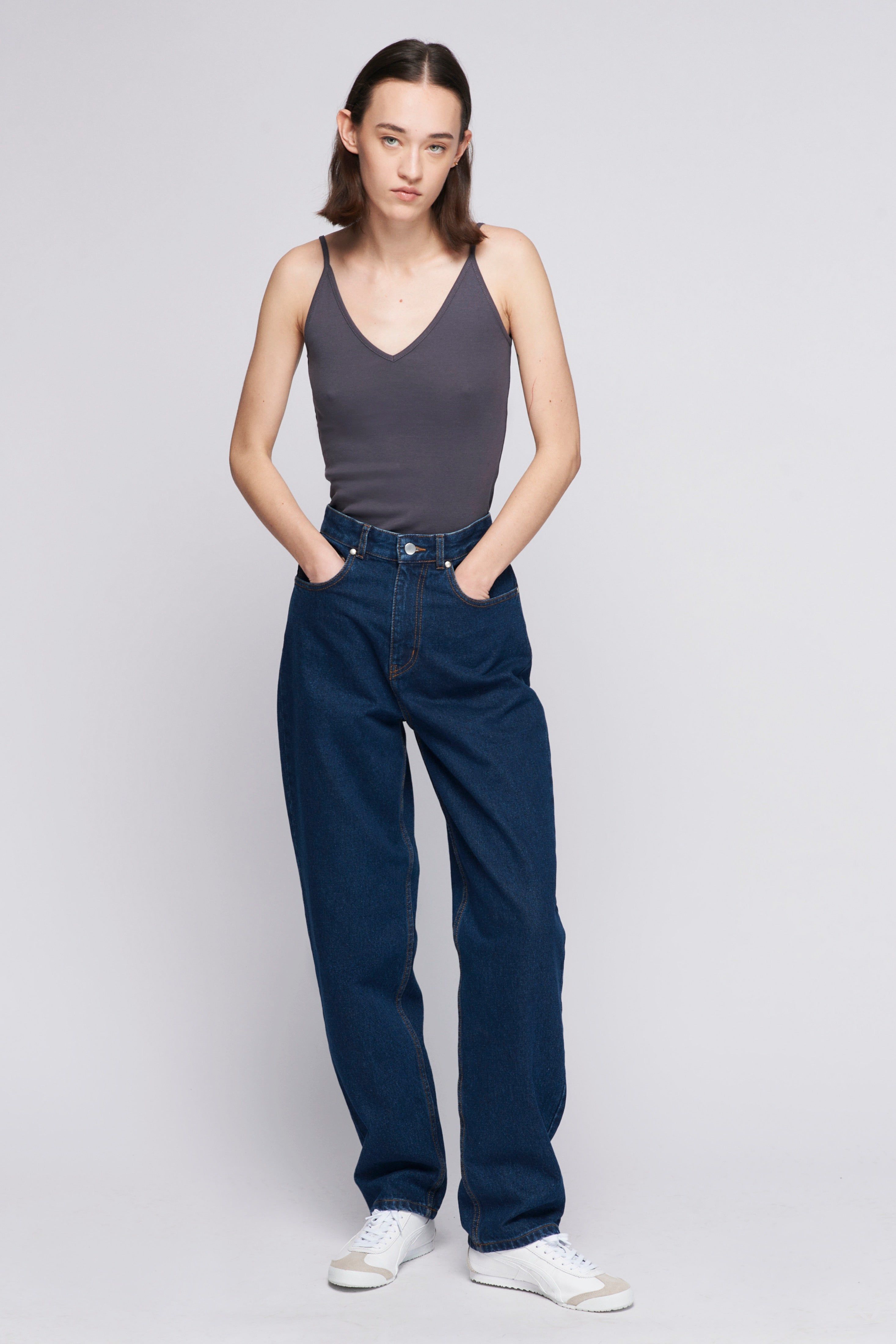 Women's V-Neck Tank in Iron sold by Kotn