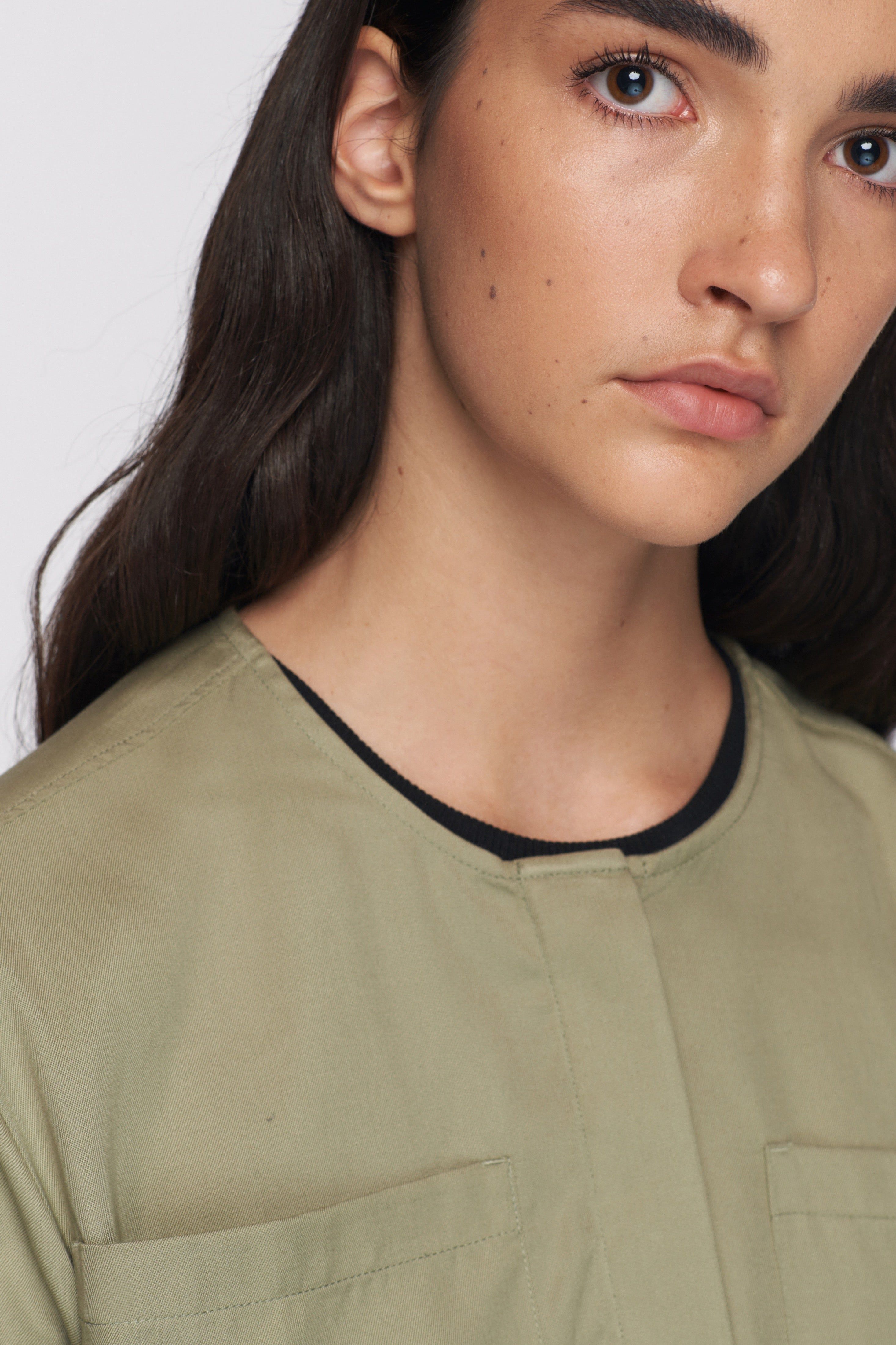 Women's Collarless Shirt in Fog sold by Kotn product image thumbnail 4