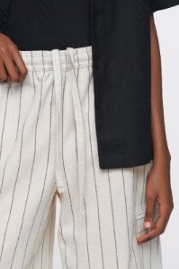 Unisex Relaxed Woven Shorts in Taupe Stripe sold by Kotn