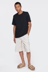 Unisex Relaxed Woven Shorts in Taupe Stripe sold by Kotn