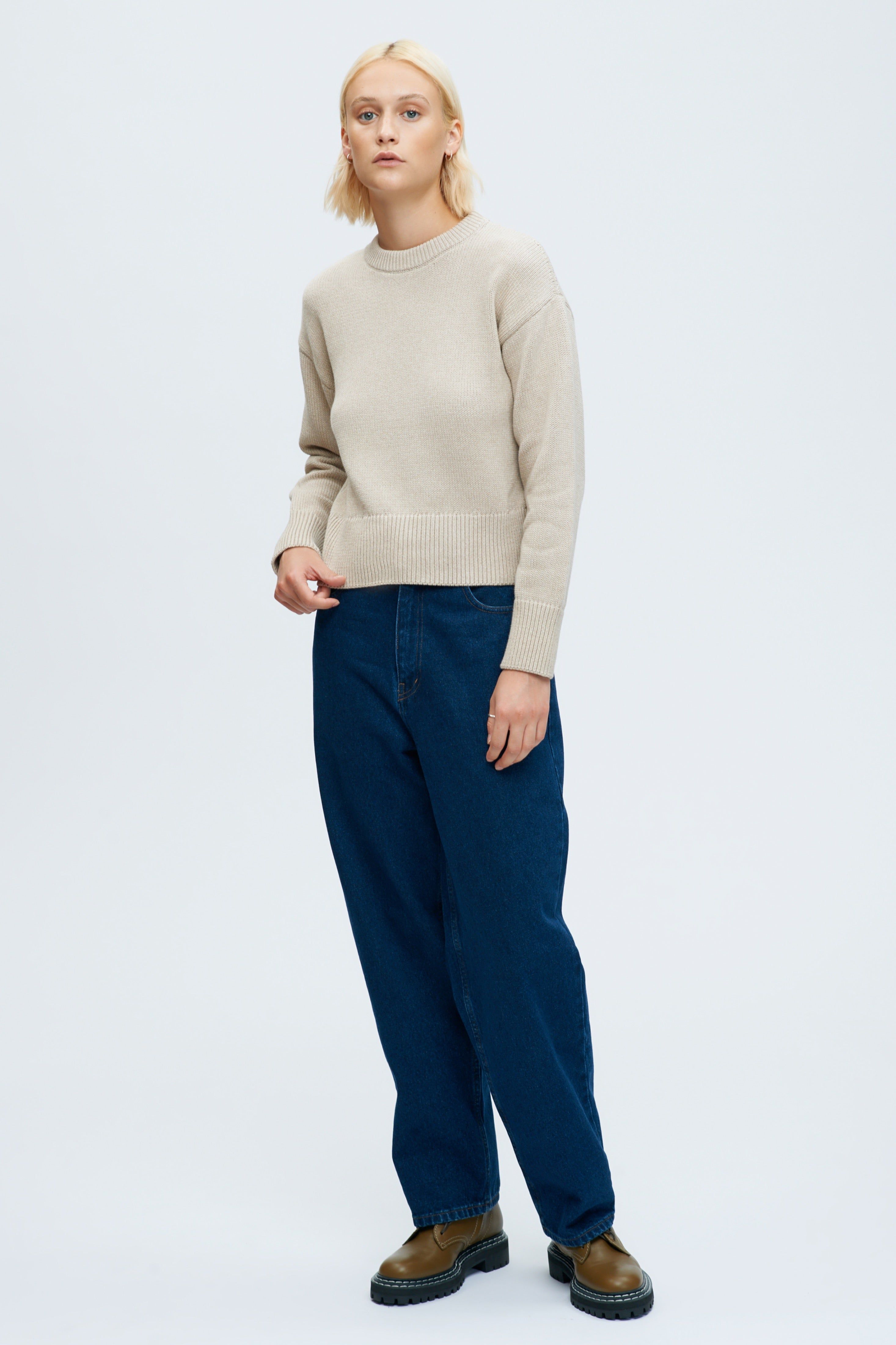 Women's Crew Sweater in Moon sold by Kotn