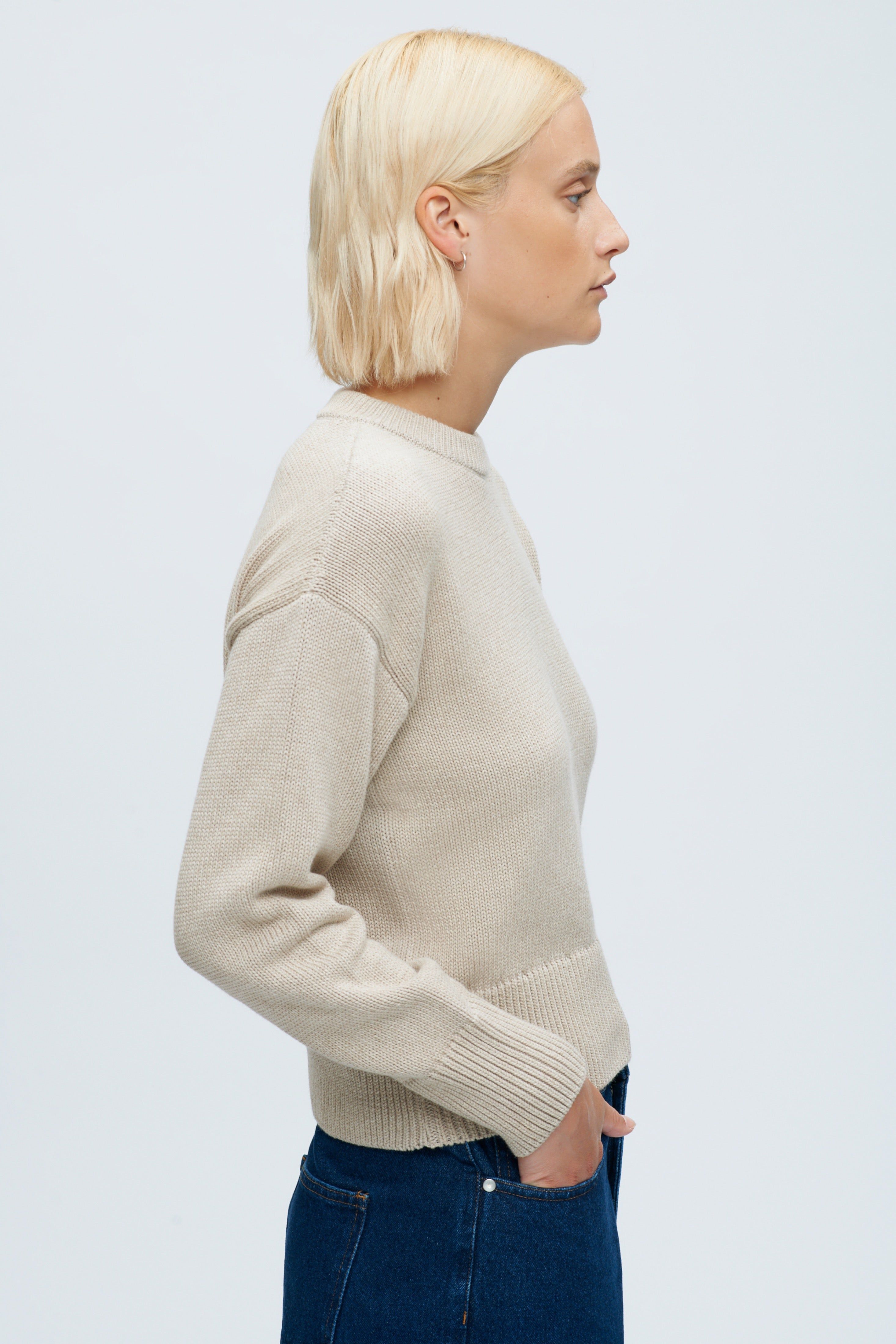 Women's Crew Sweater in Moon sold by Kotn product image thumbnail 3