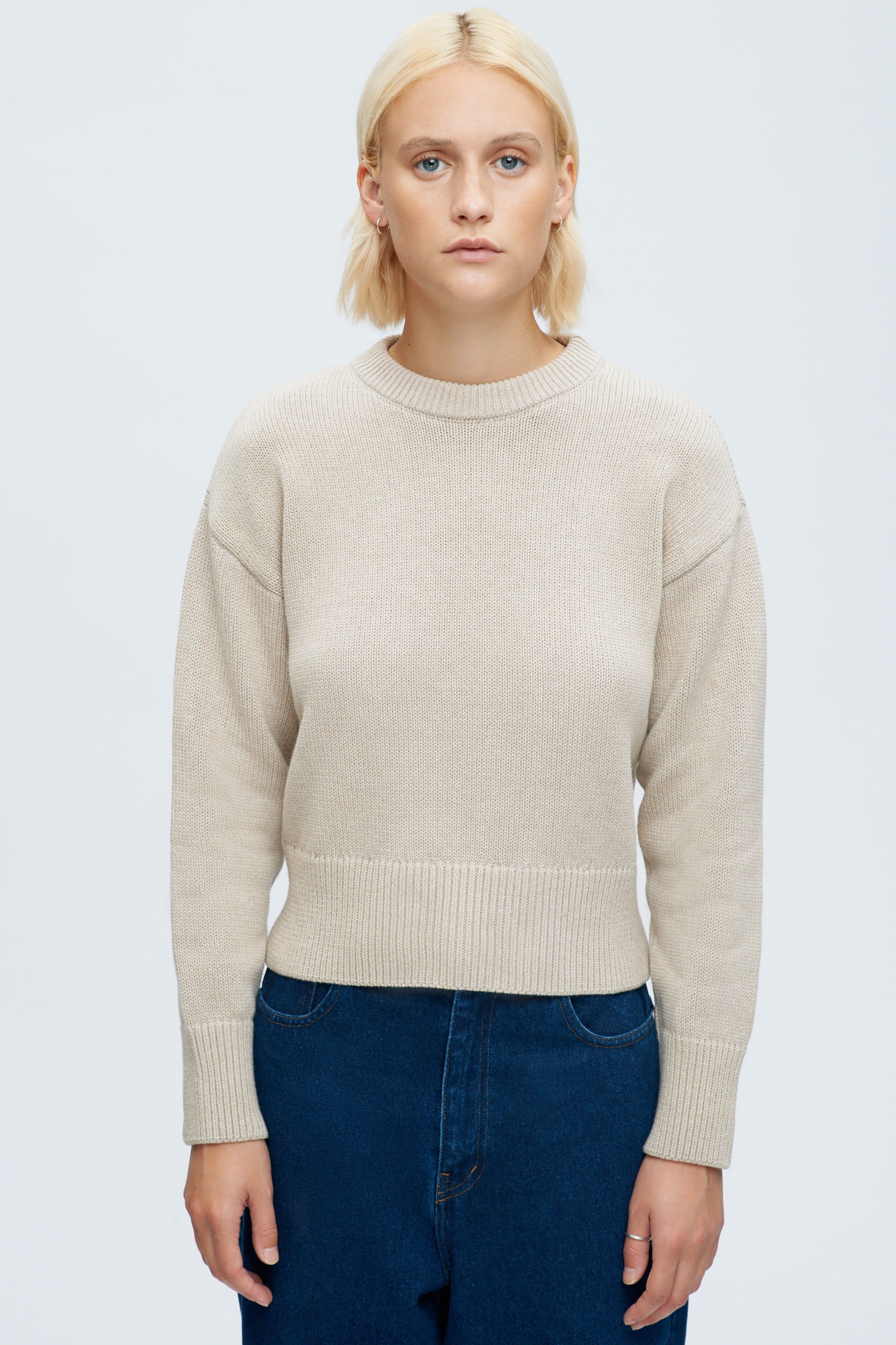 Women's Crew Sweater in Moon sold by Kotn product image thumbnail 2
